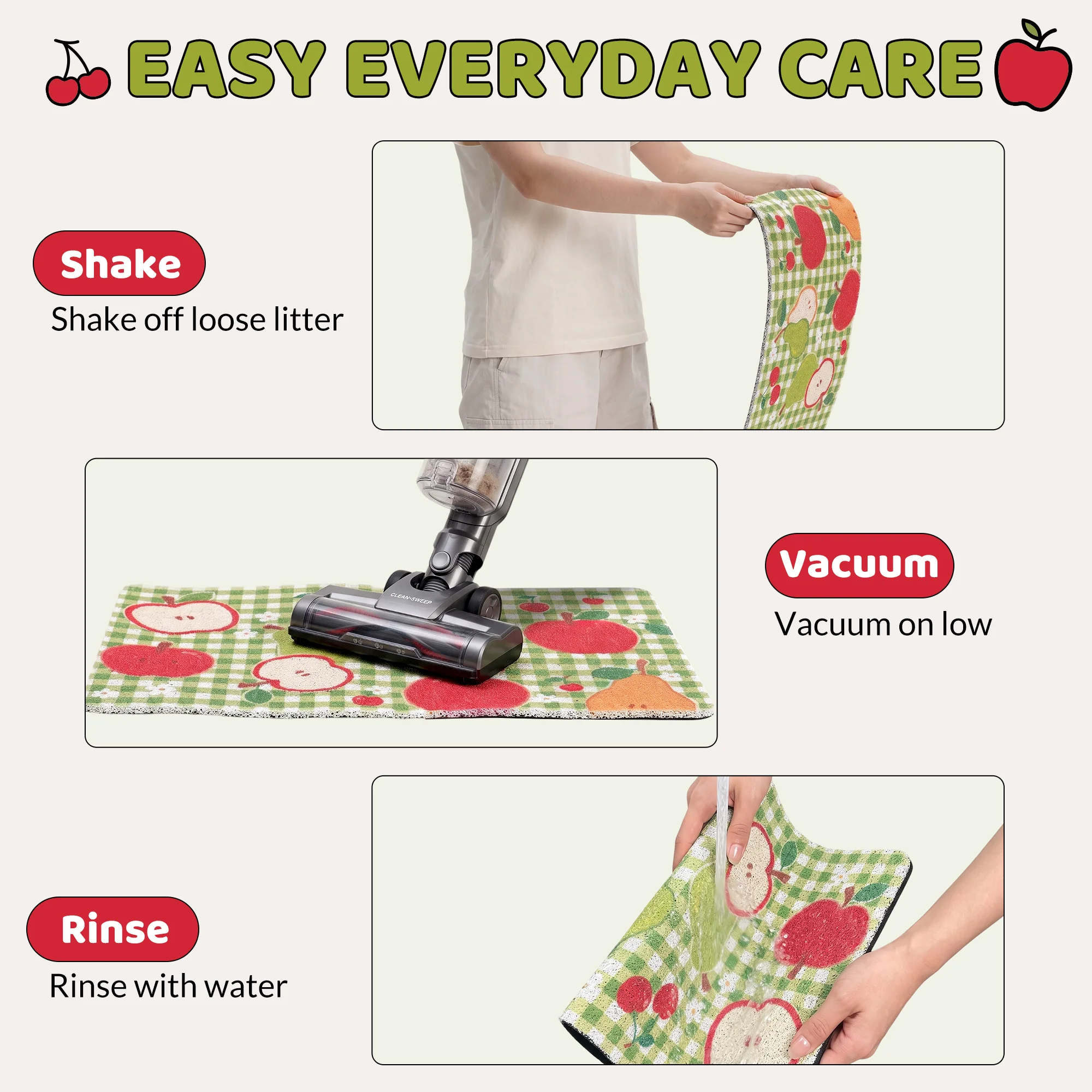 Fruit Garden Cat Litter Mat with Non-Slip Backing