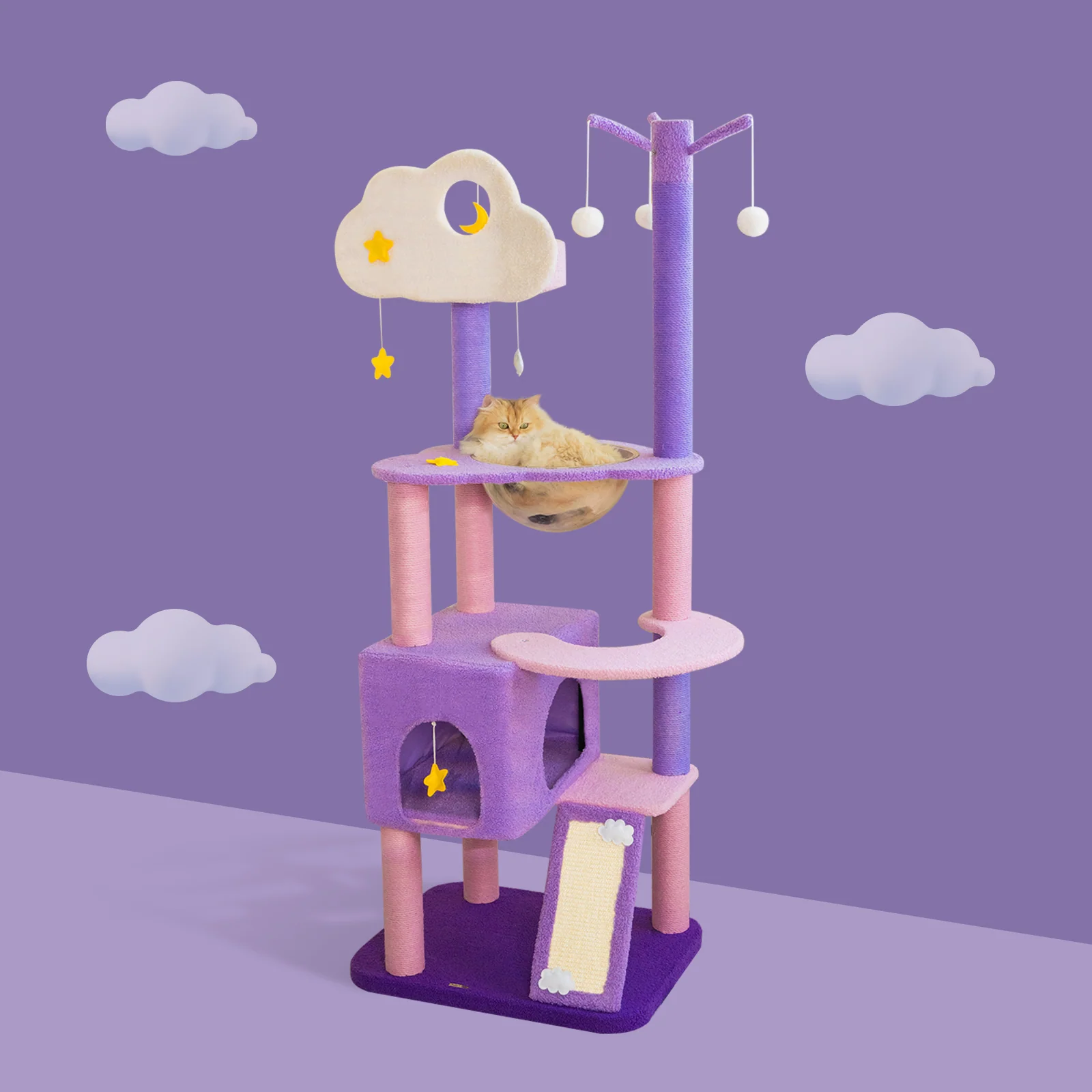 Moonlight Cat Tree with Sisal Posts, Hammock and Night Sky Theme