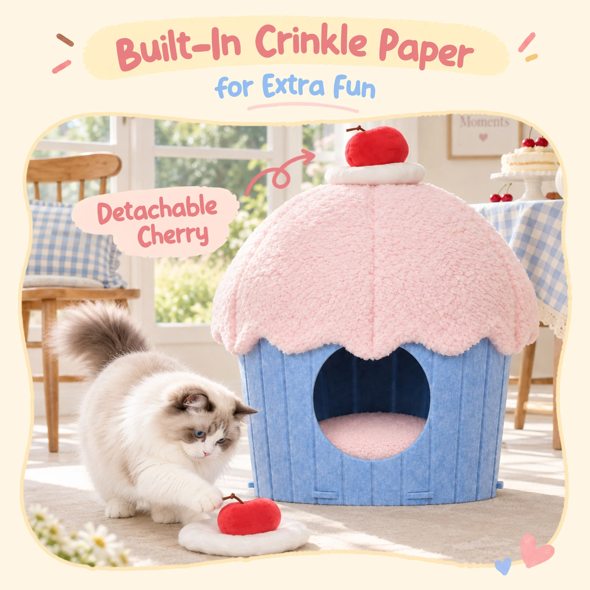Cupcake 2-in-1 Felt Cat Condo with Removable Cushion