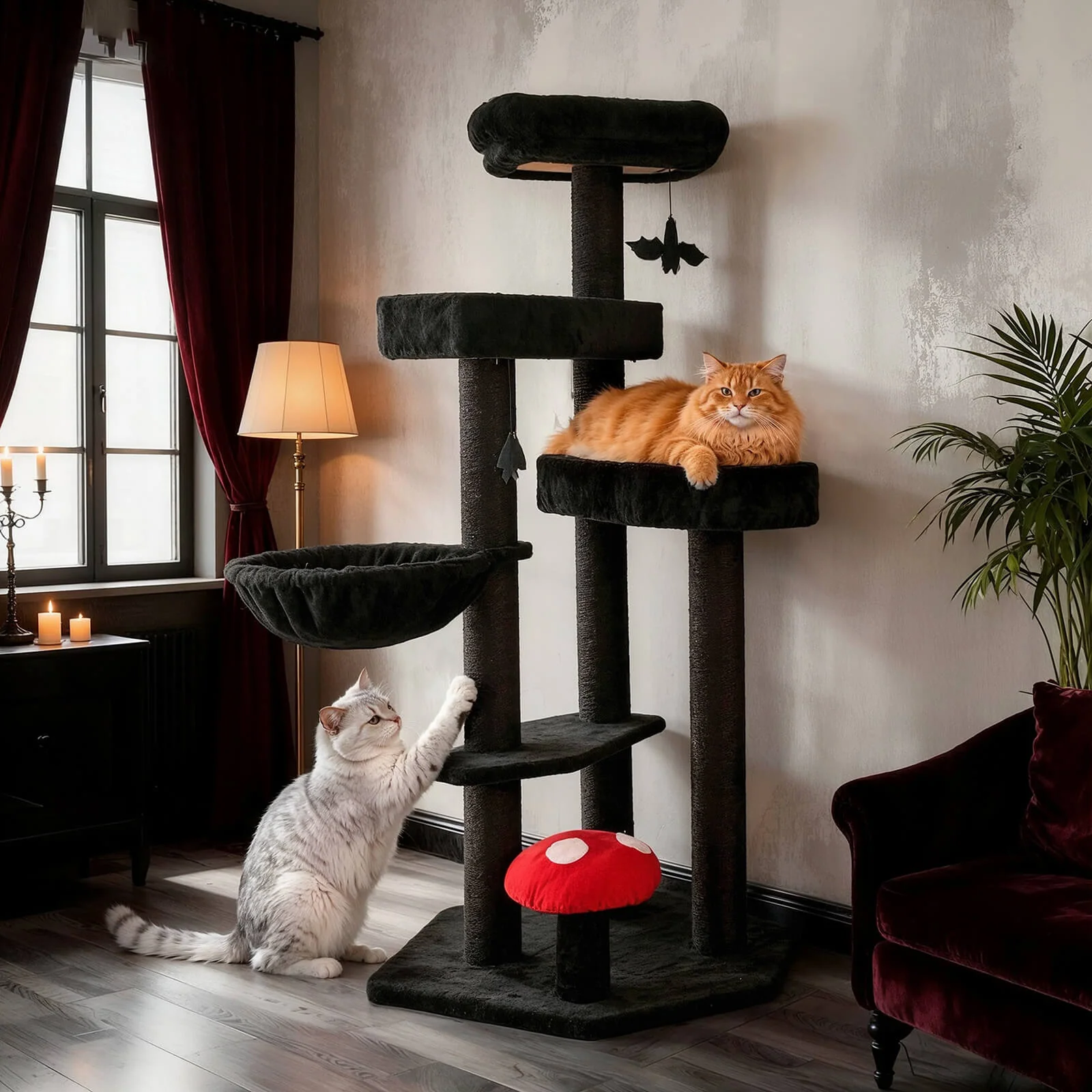 Árbol rascador para gatos estilo gótico mejorado