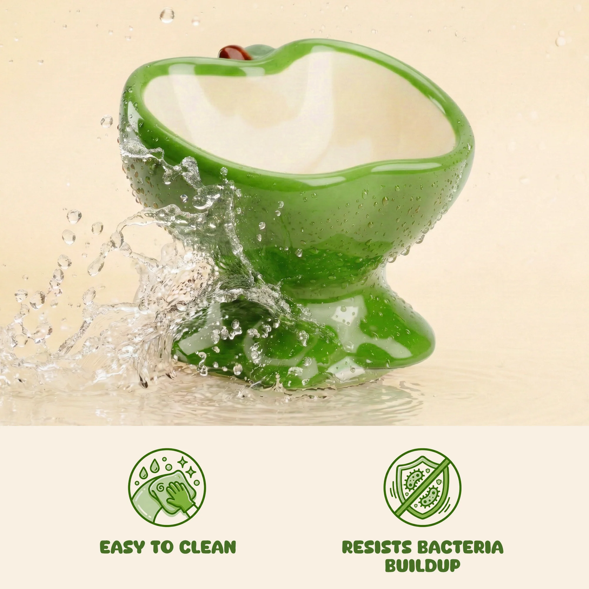 9oz Apple Bliss Elevated Cat Bowl in Ceramic, 9oz
