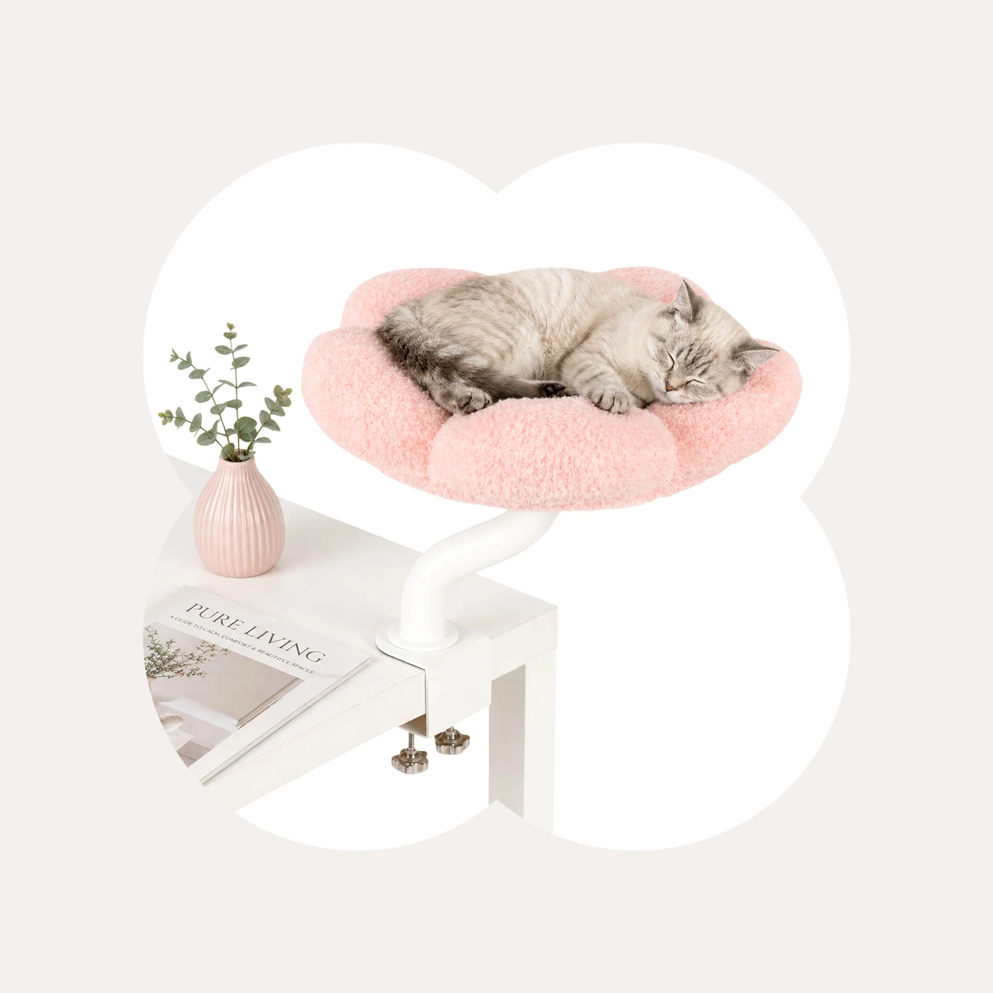 Cozy Flower Desk Cat Bed