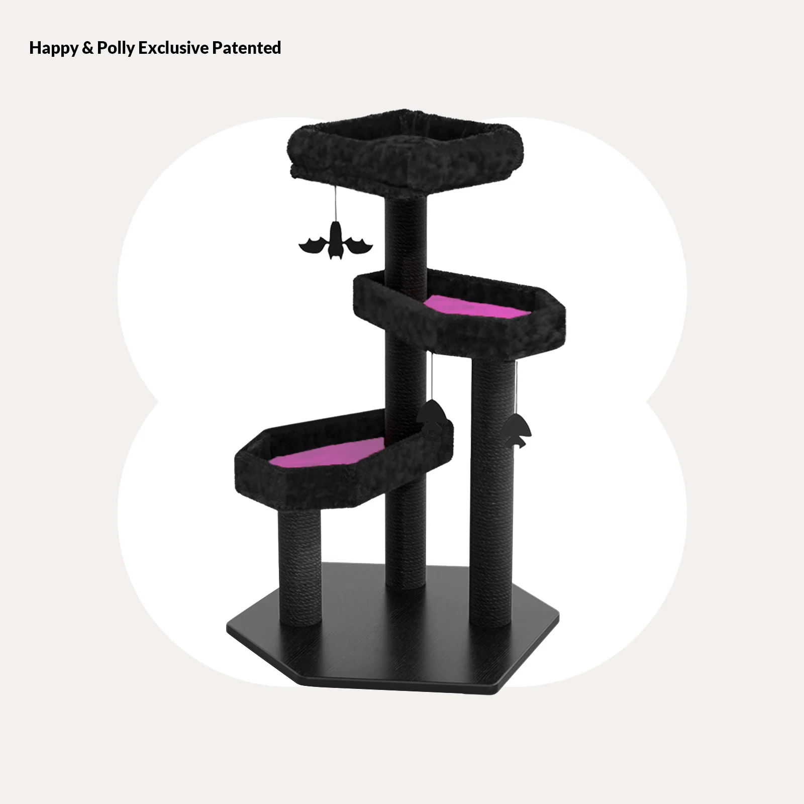 Gothic Style Cat Tree with Coffin Platforms in Red and Black