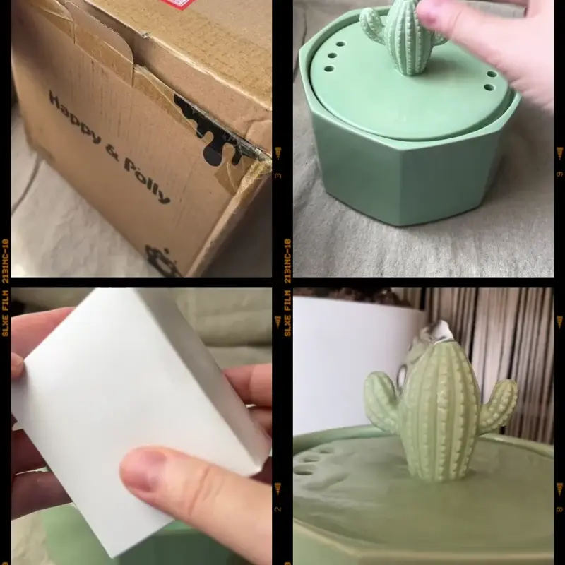50oz/1.5L Cactus Style Cat Water Fountain