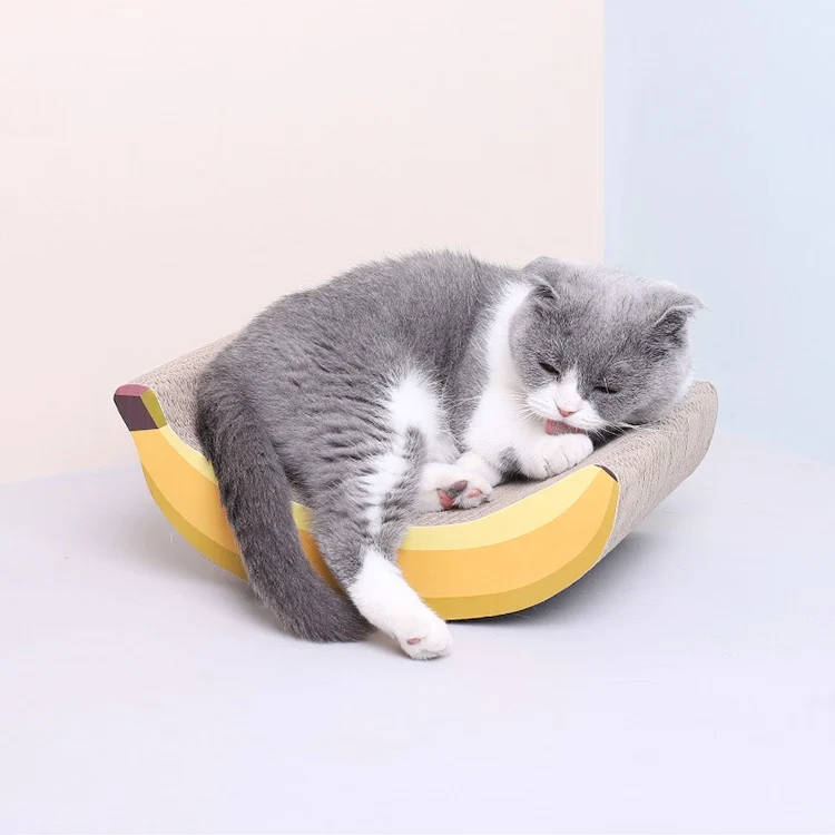 Banana Shaped Cat Scratching Pad in Corrugated Board