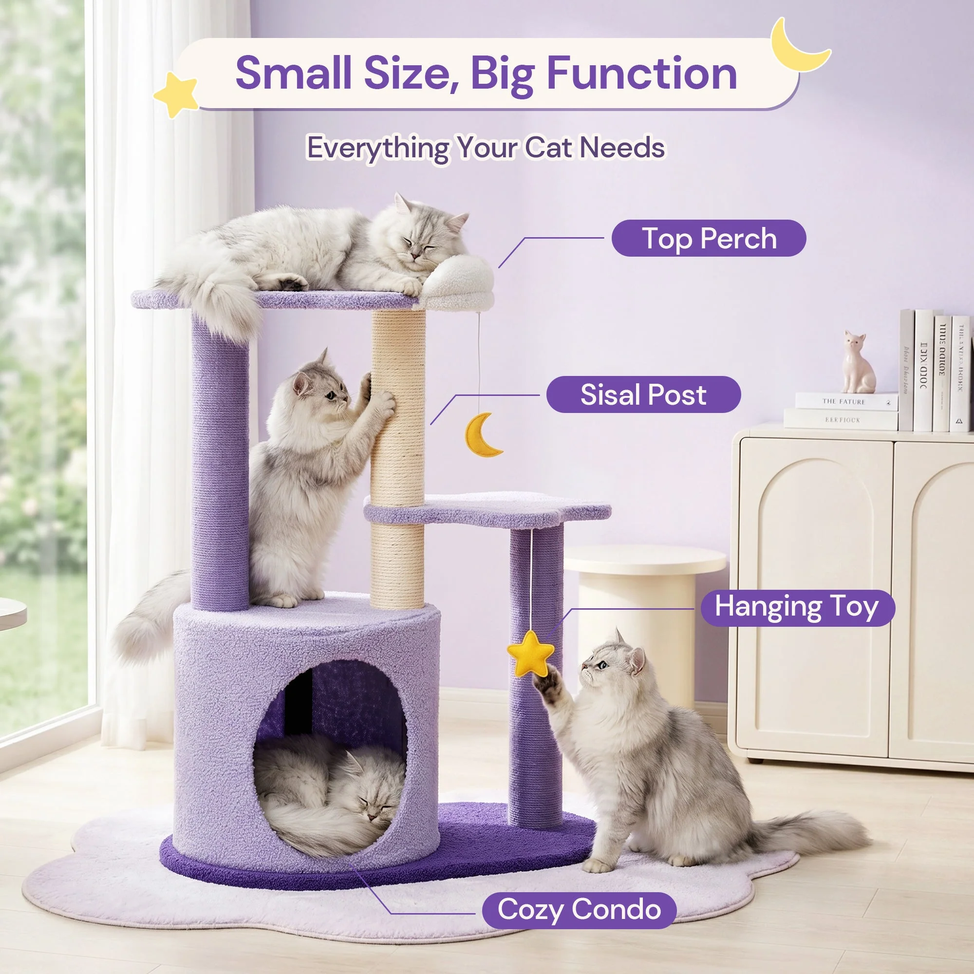 Árbol para gatos Moonlight Cottage de 28" para gatitos y gatos pequeños
