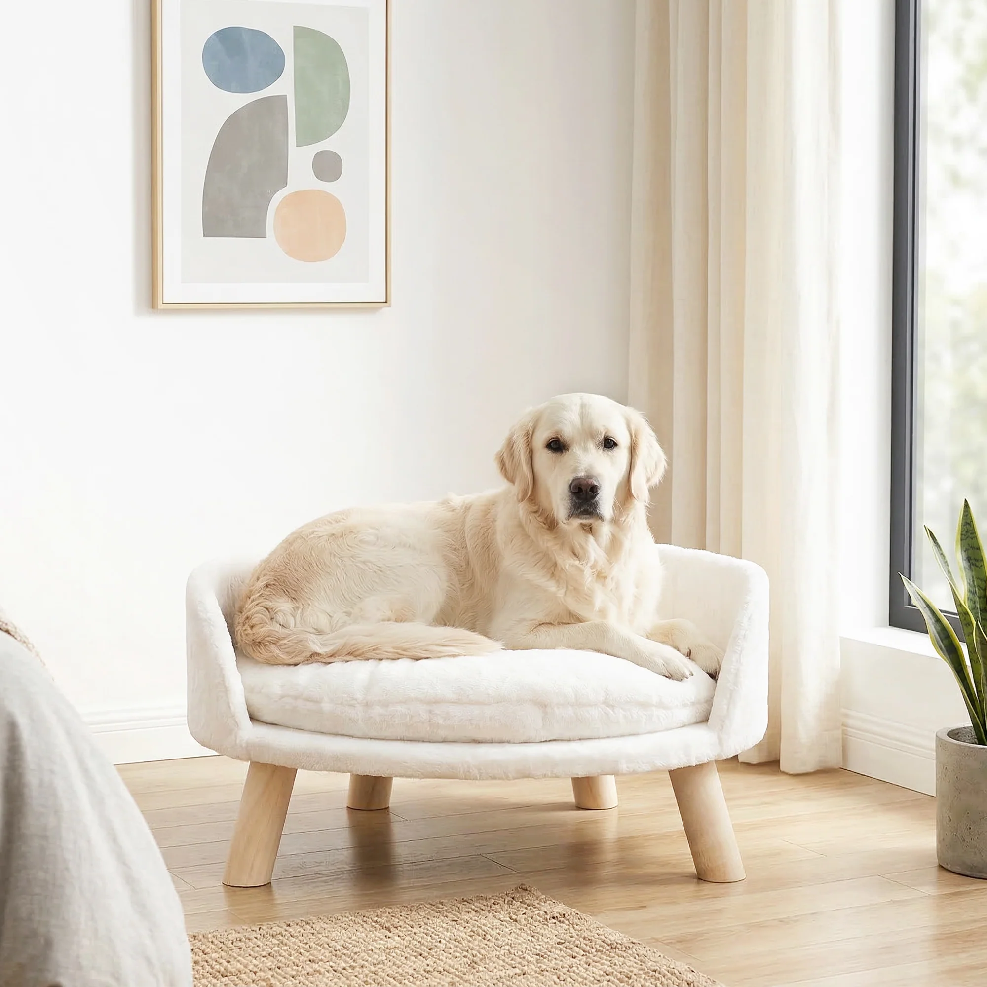 Lit canapé pour chat avec coussin amovible et structure en bois