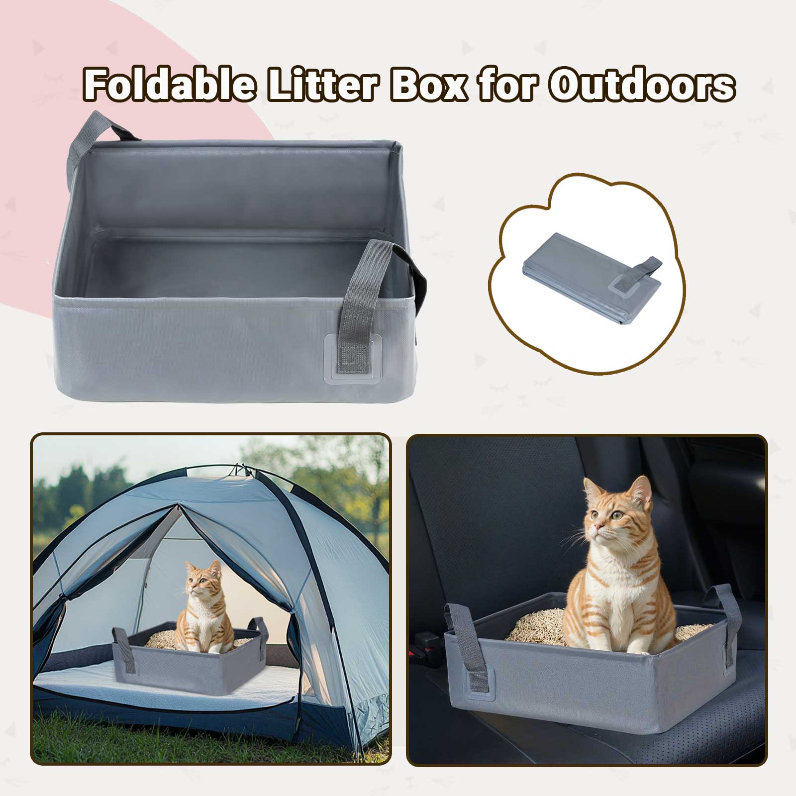 Tragbare faltbare Katzen-Toilette für Reisen und Zuhause