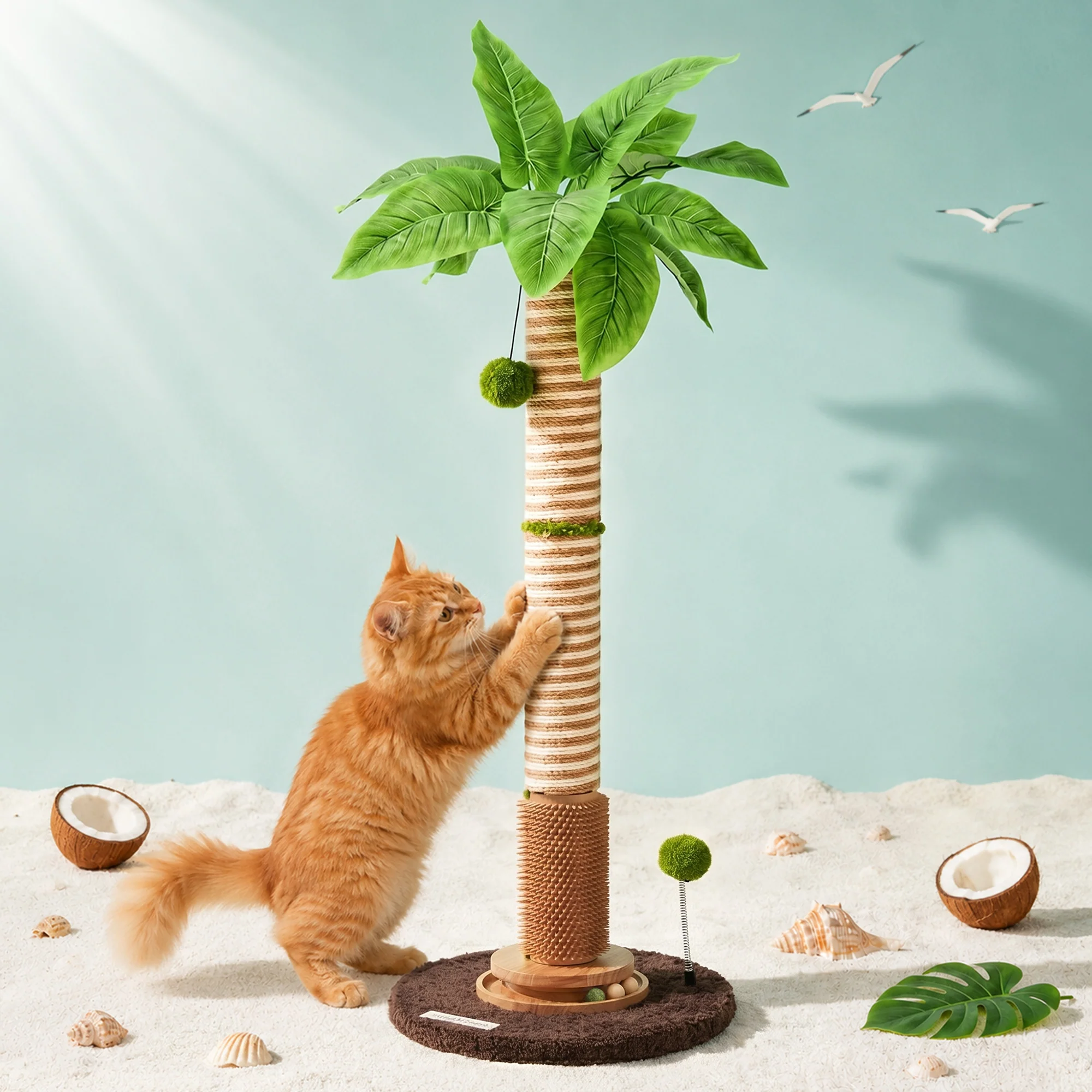 Kokospalme Kratzbaum mit Spielball