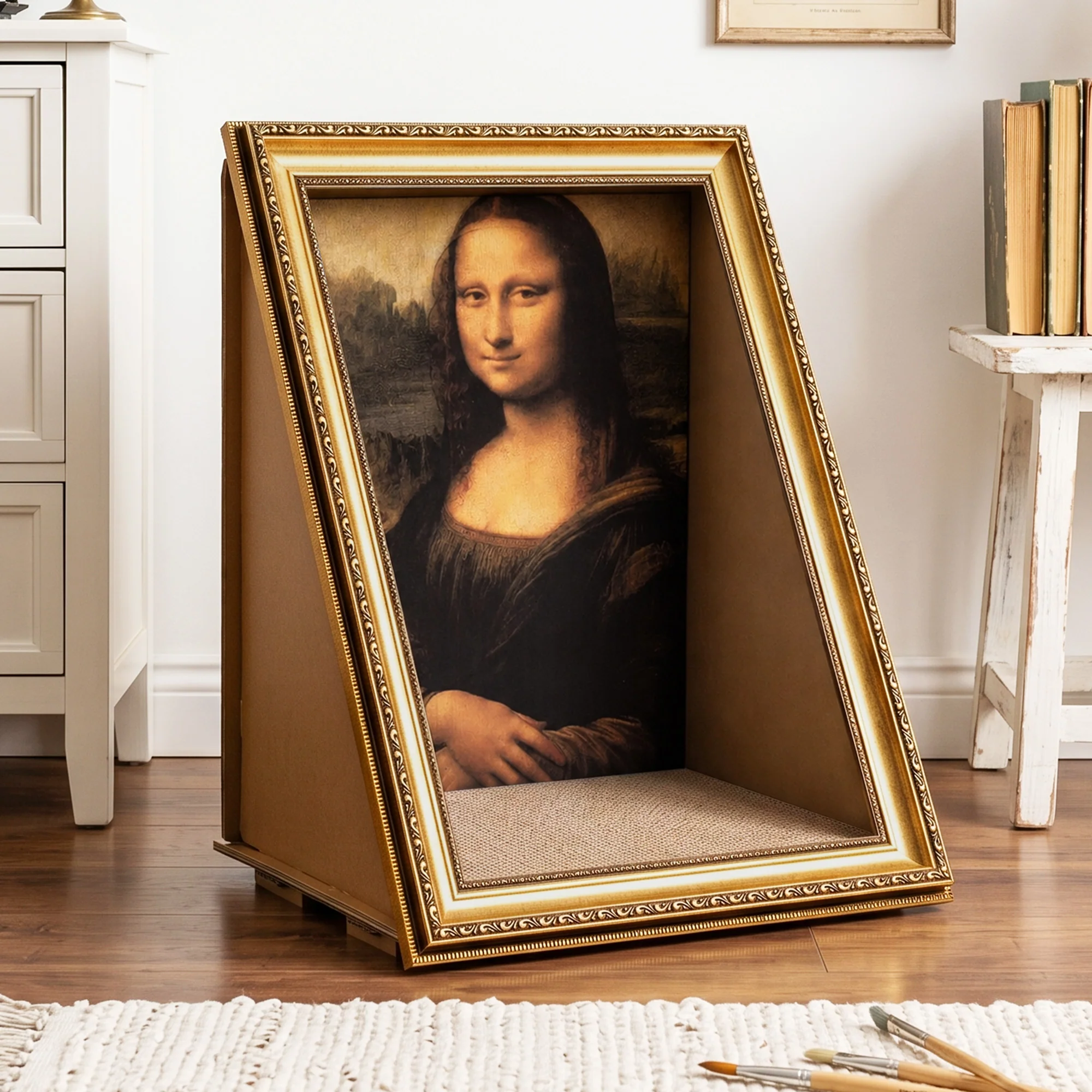 Wzmocniony drapak-domek Retro Art do drapania i odpoczynku
