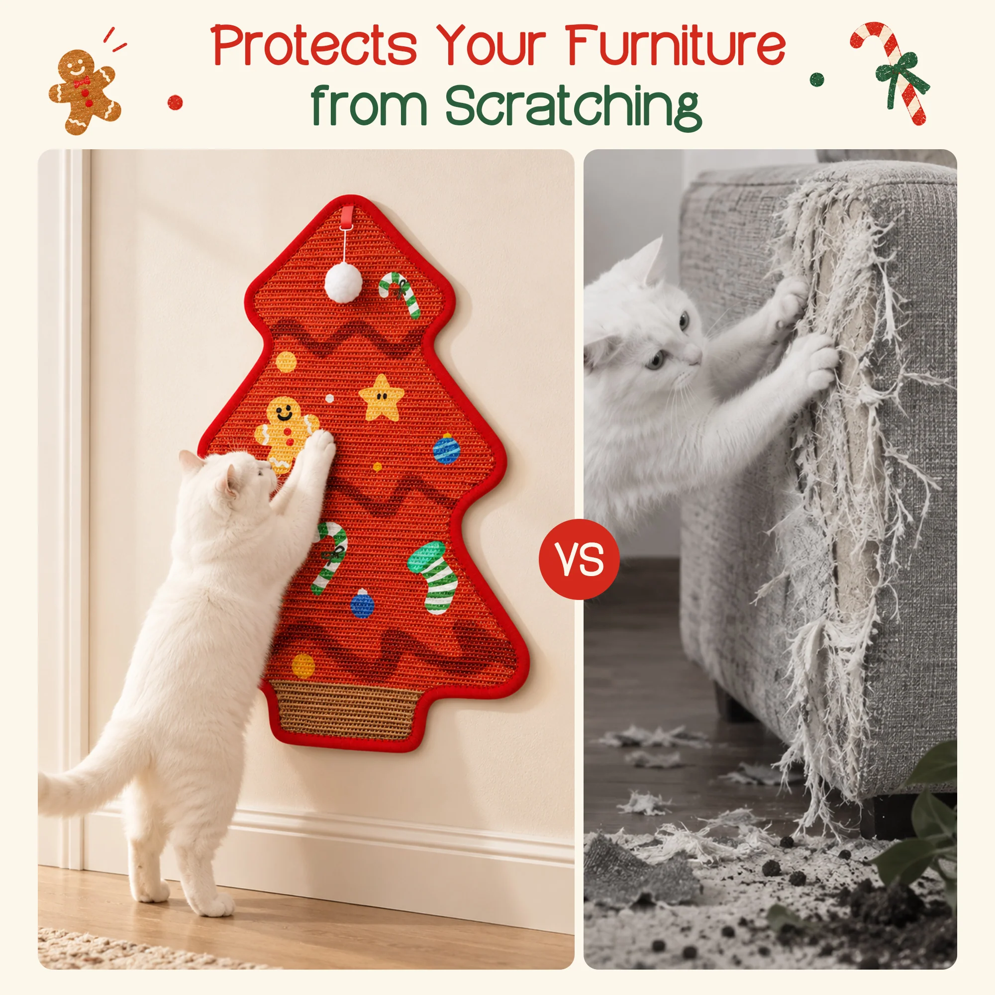 Robuste Weihnachtsbaum-Kratzmatte aus Sisal für Katzen
