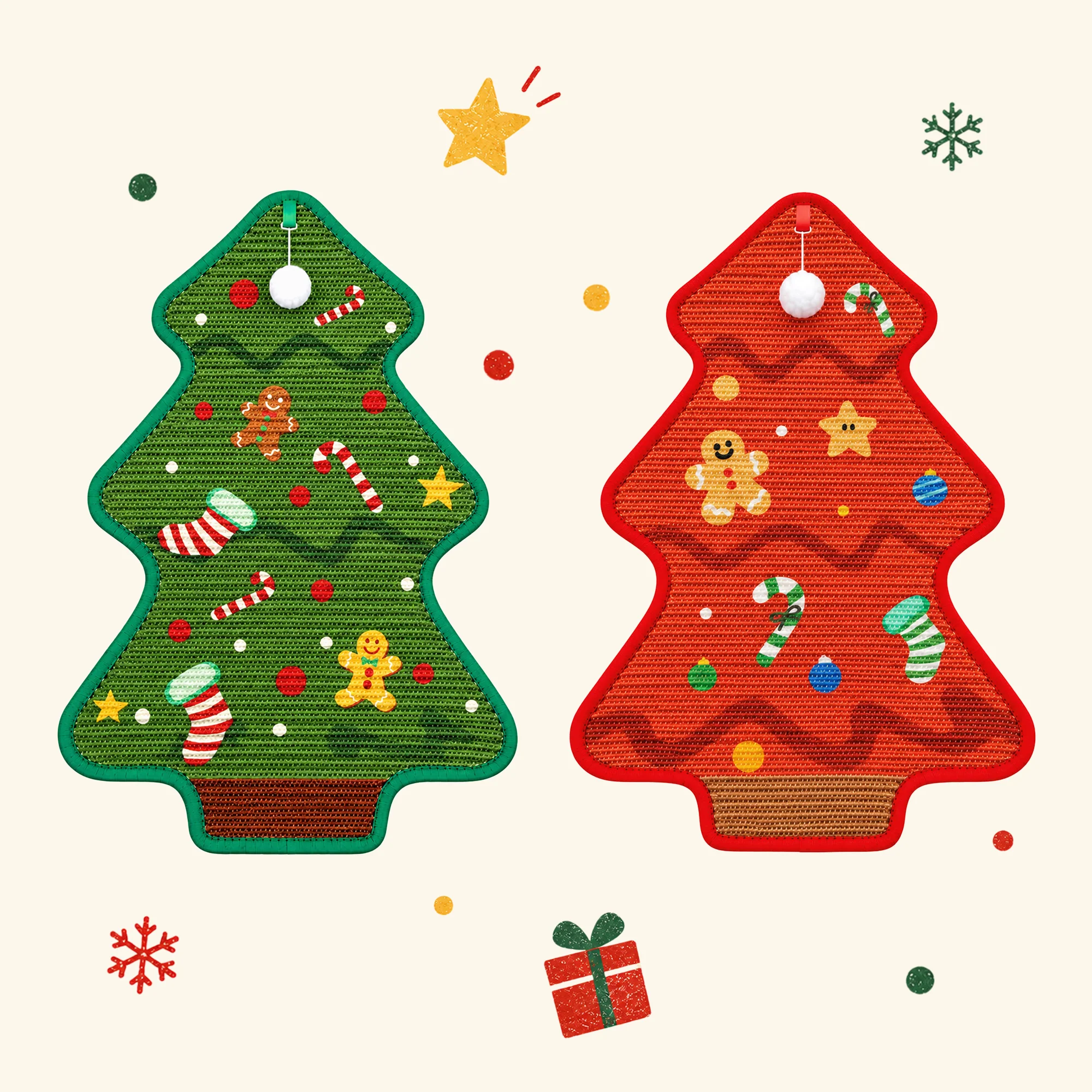 Robuste Weihnachtsbaum-Kratzmatte aus Sisal für Katzen