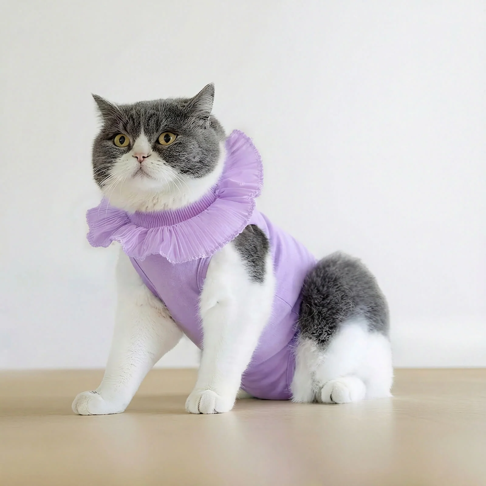 Body de recuperación postoperatorio para gatos de algodón suave