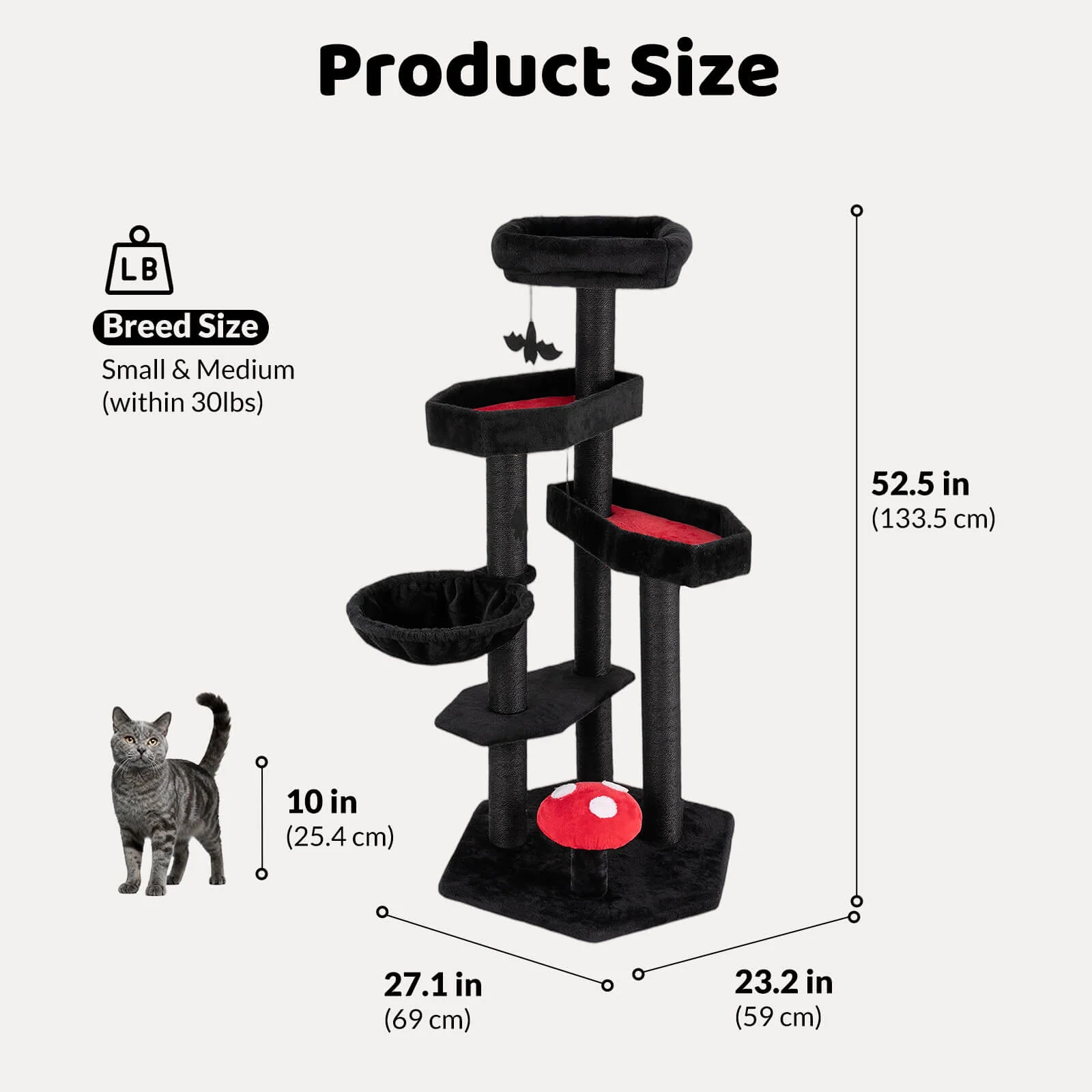 Árbol rascador para gatos estilo gótico mejorado