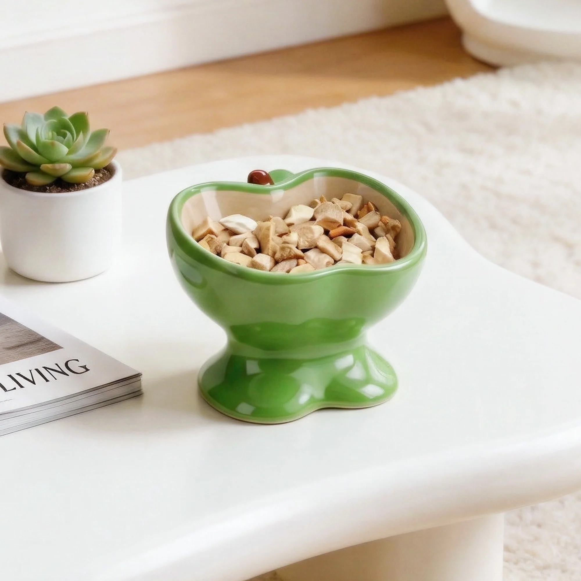 9oz Apple Bliss Elevated Cat Bowl in Ceramic, 9oz