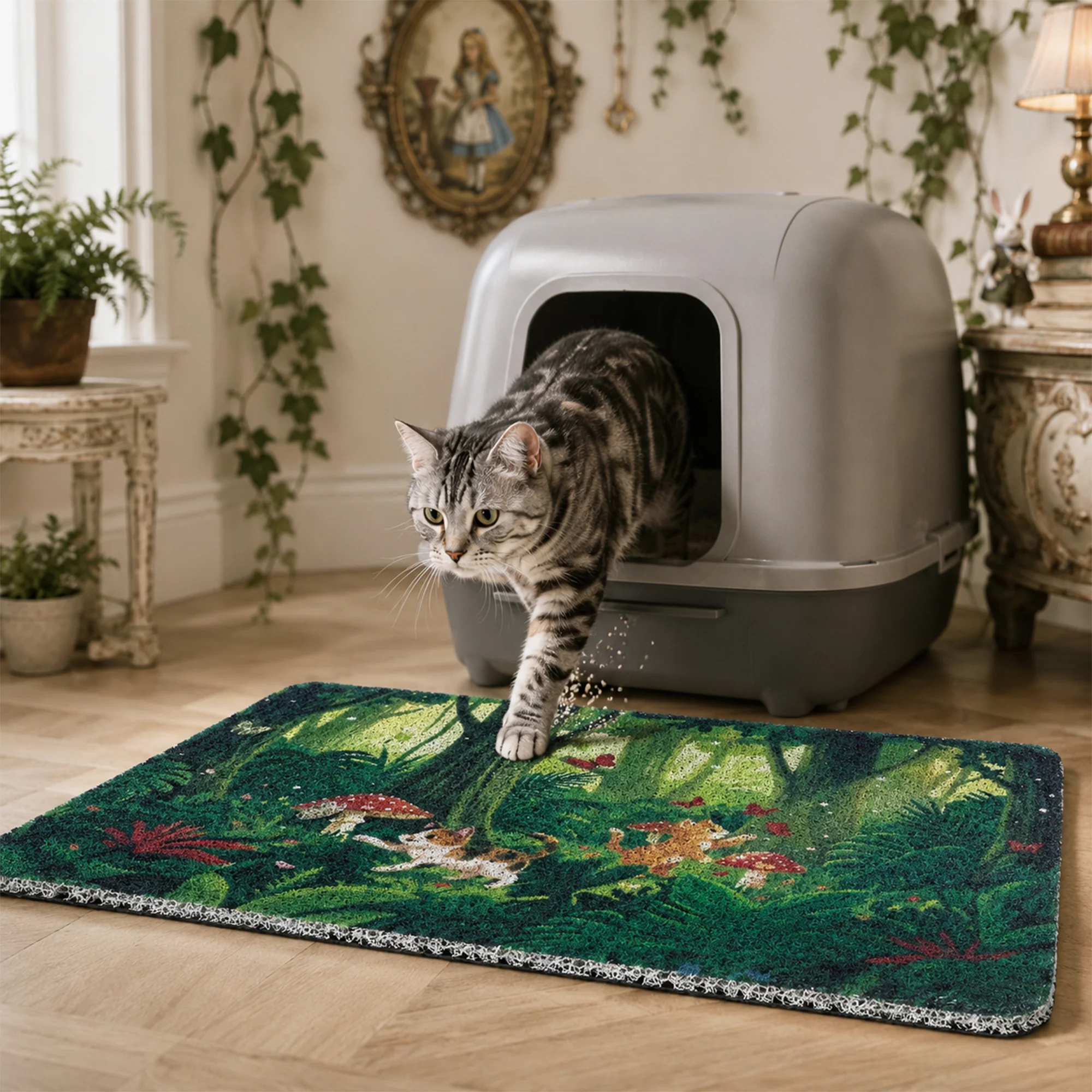 Tropical Jungle kattenbakmat met waterdichte antislip basis