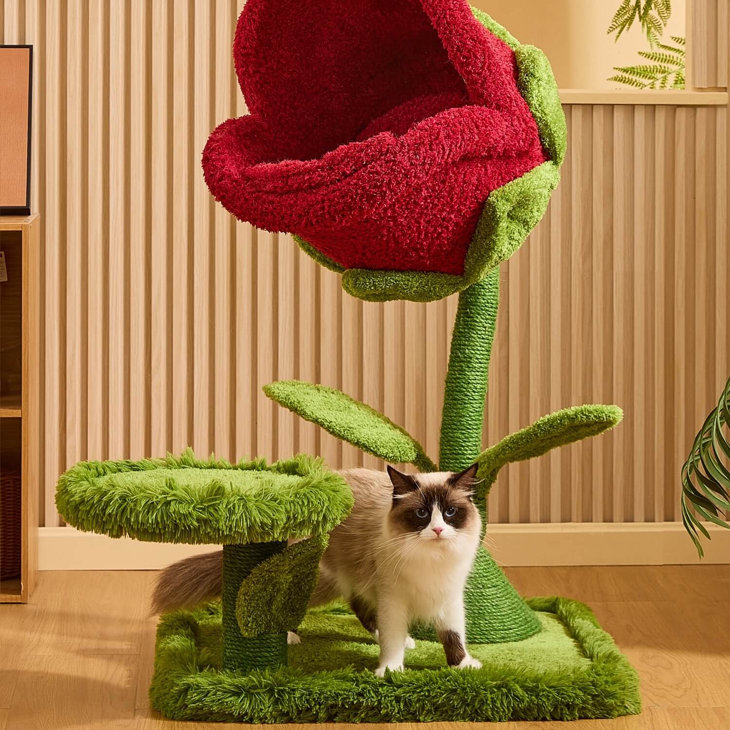 Árbol rascador para gatos de 41.7'' inspirado en flores carnívoras