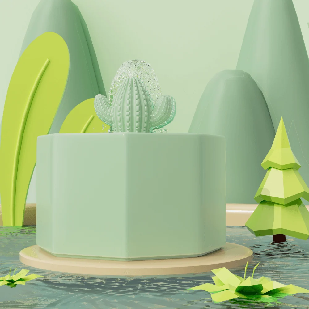 50oz/1.5L Cactus Style Cat Water Fountain