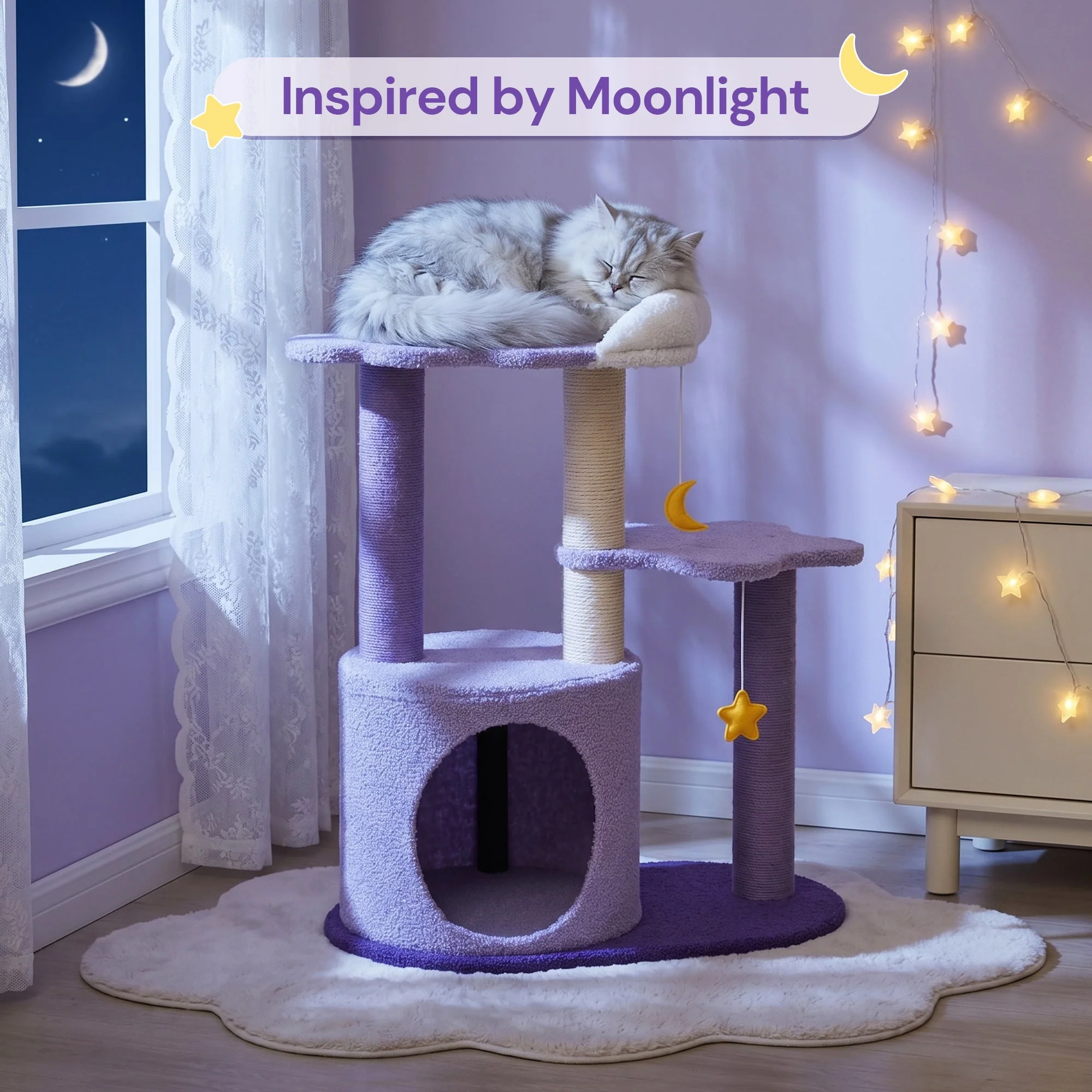 Árbol para gatos Moonlight Cottage de 28" para gatitos y gatos pequeños