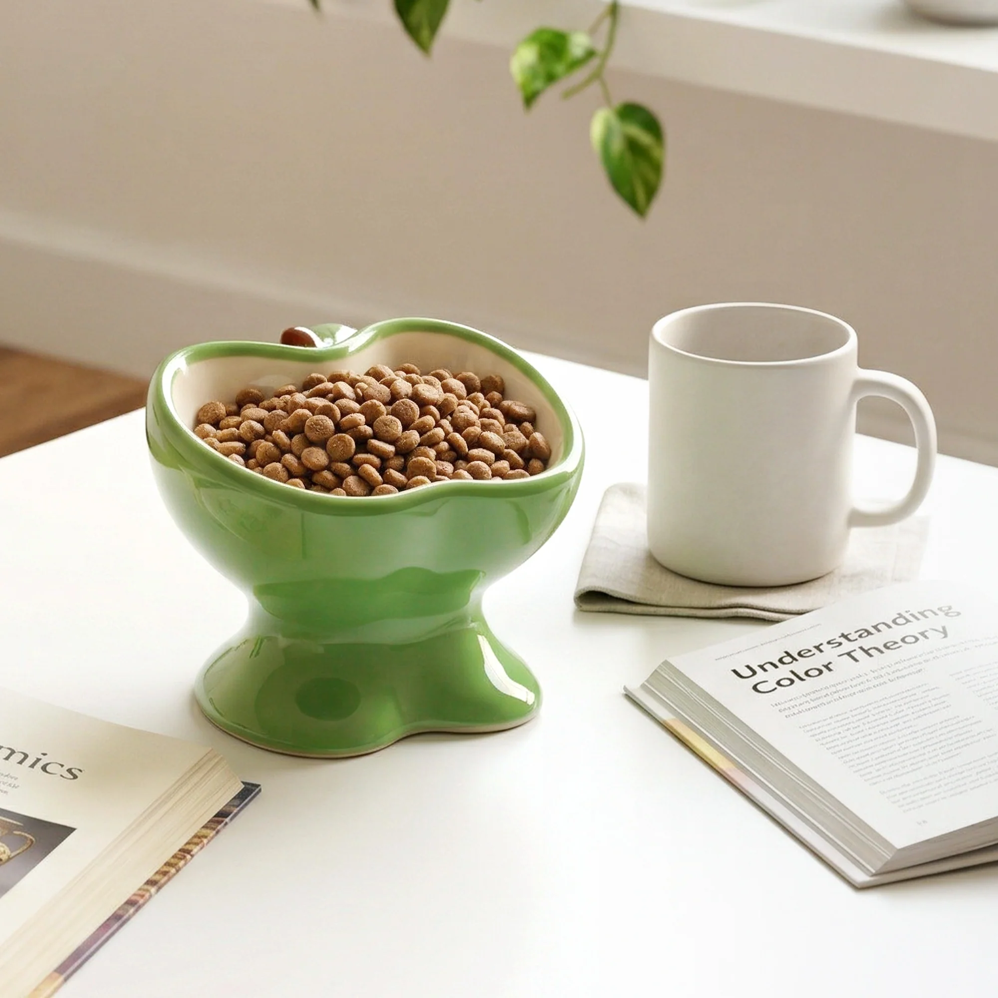 9oz Apple Bliss Elevated Cat Bowl in Ceramic, 9oz