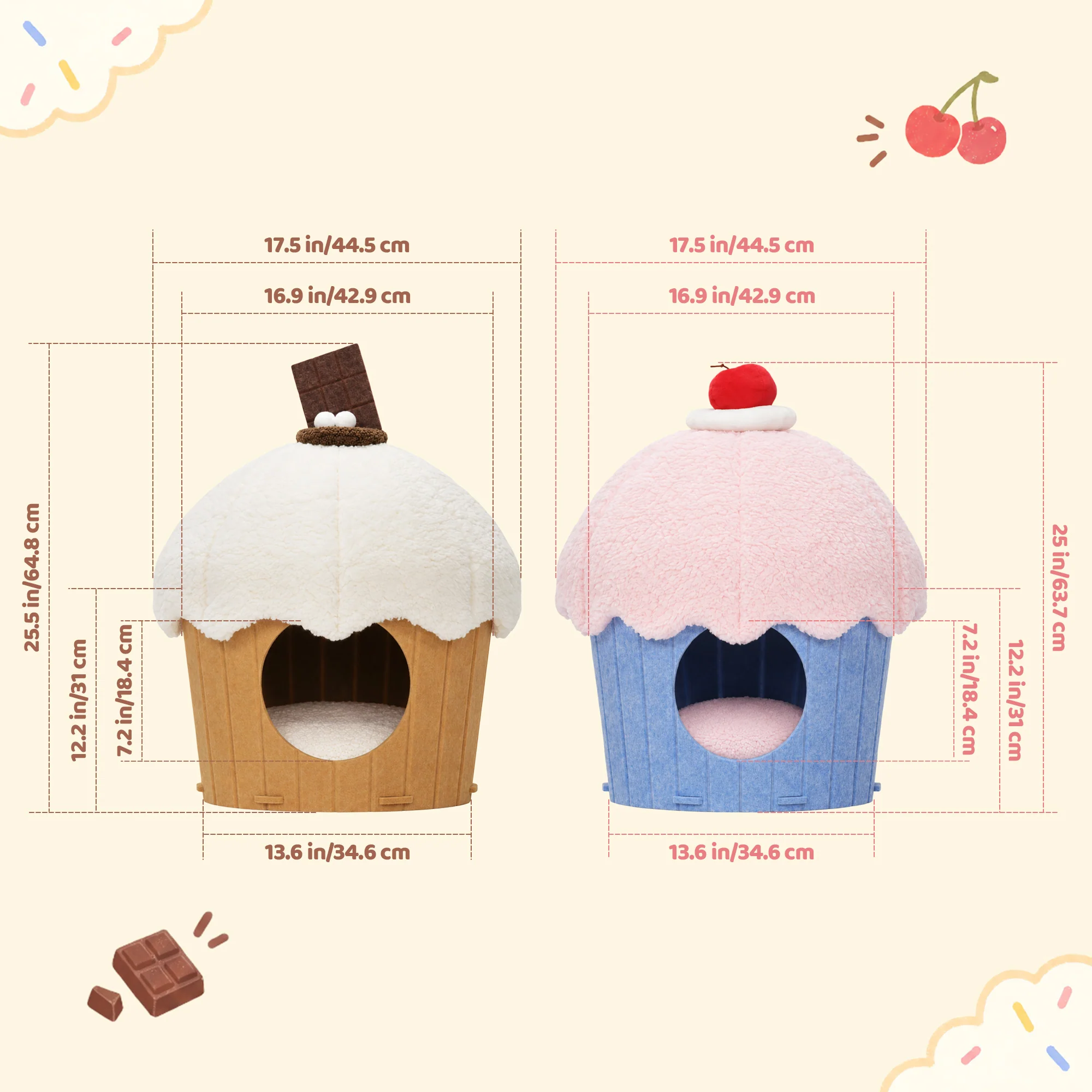Cupcake 2-in-1 Felt Cat Condo with Removable Cushion