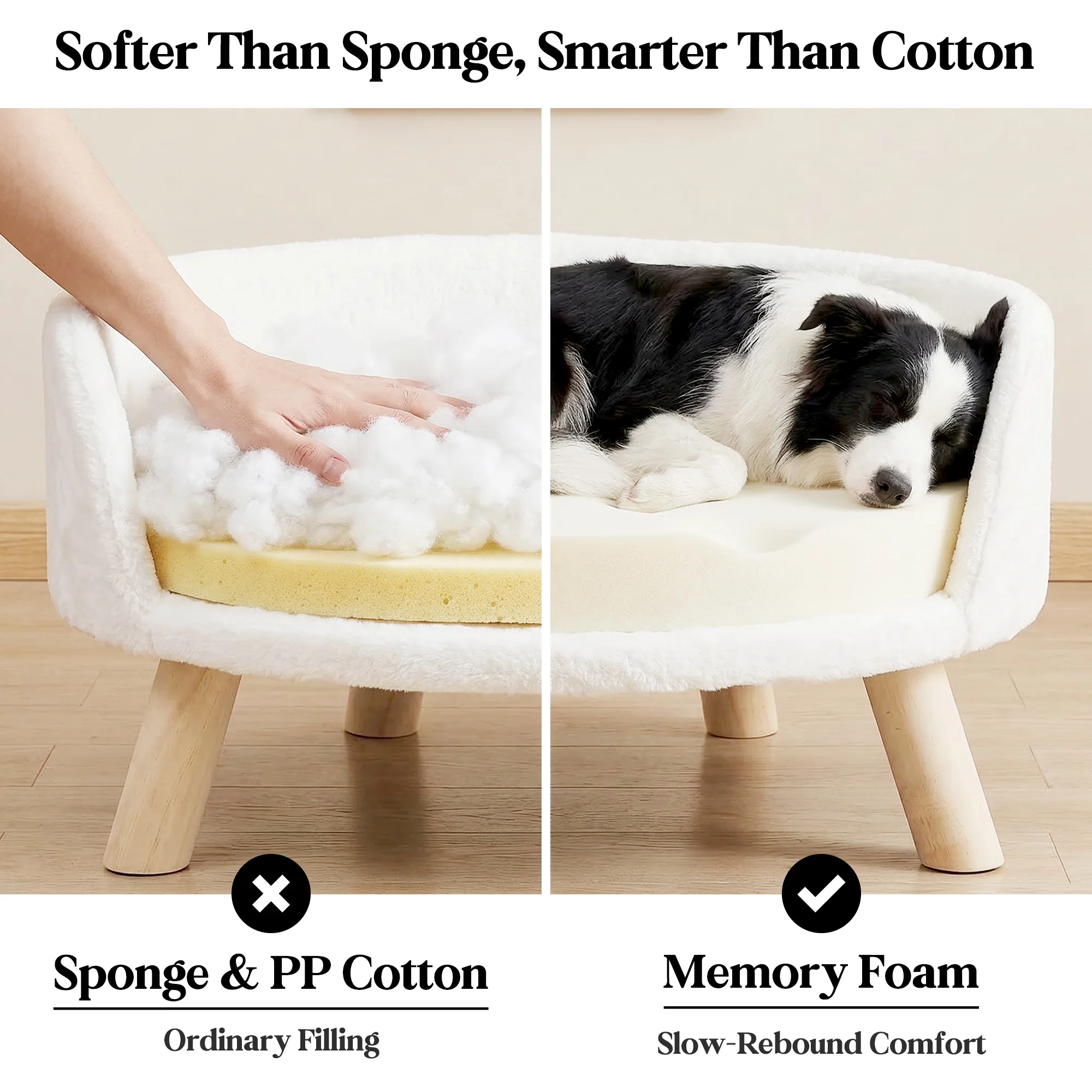 Lit canapé pour chat avec coussin amovible et structure en bois