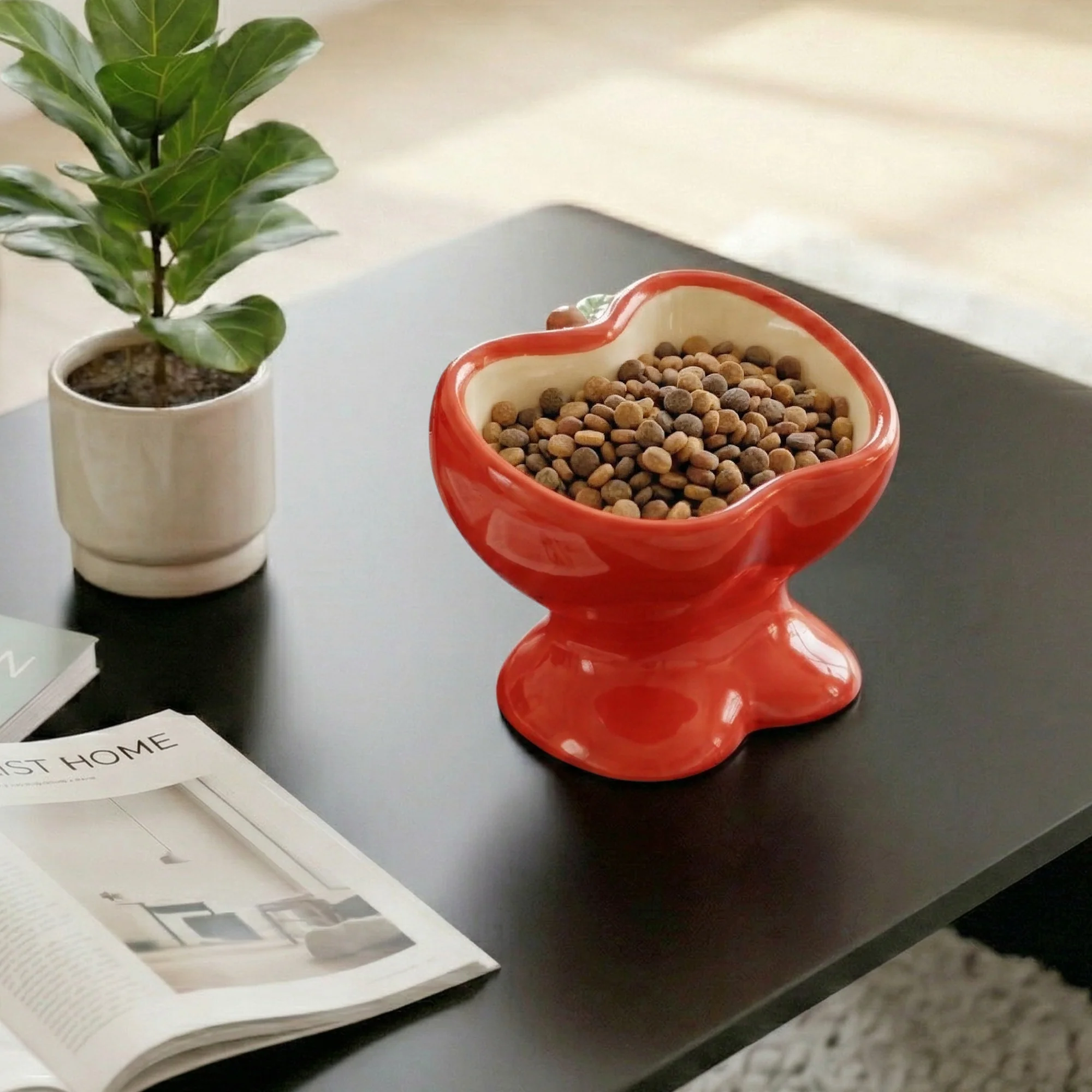 9oz Apple Bliss Elevated Cat Bowl in Ceramic, 9oz