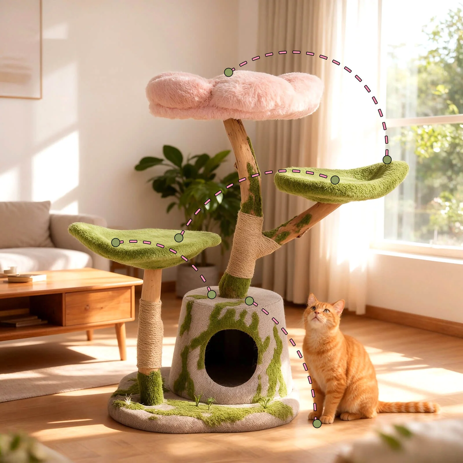 Arbre à chat en bois massif Enchanted Blossom
