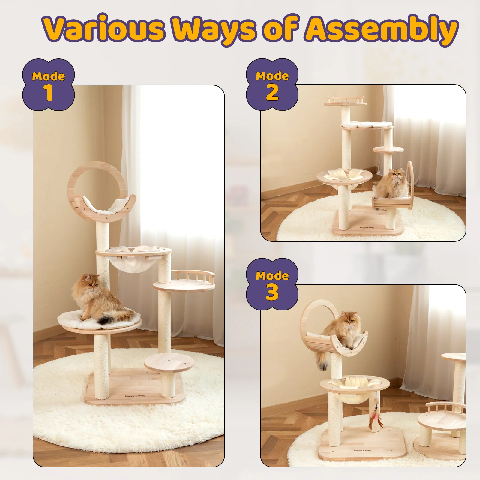 Transformable Cat Tree for Large Cats with 3 Combination Ways