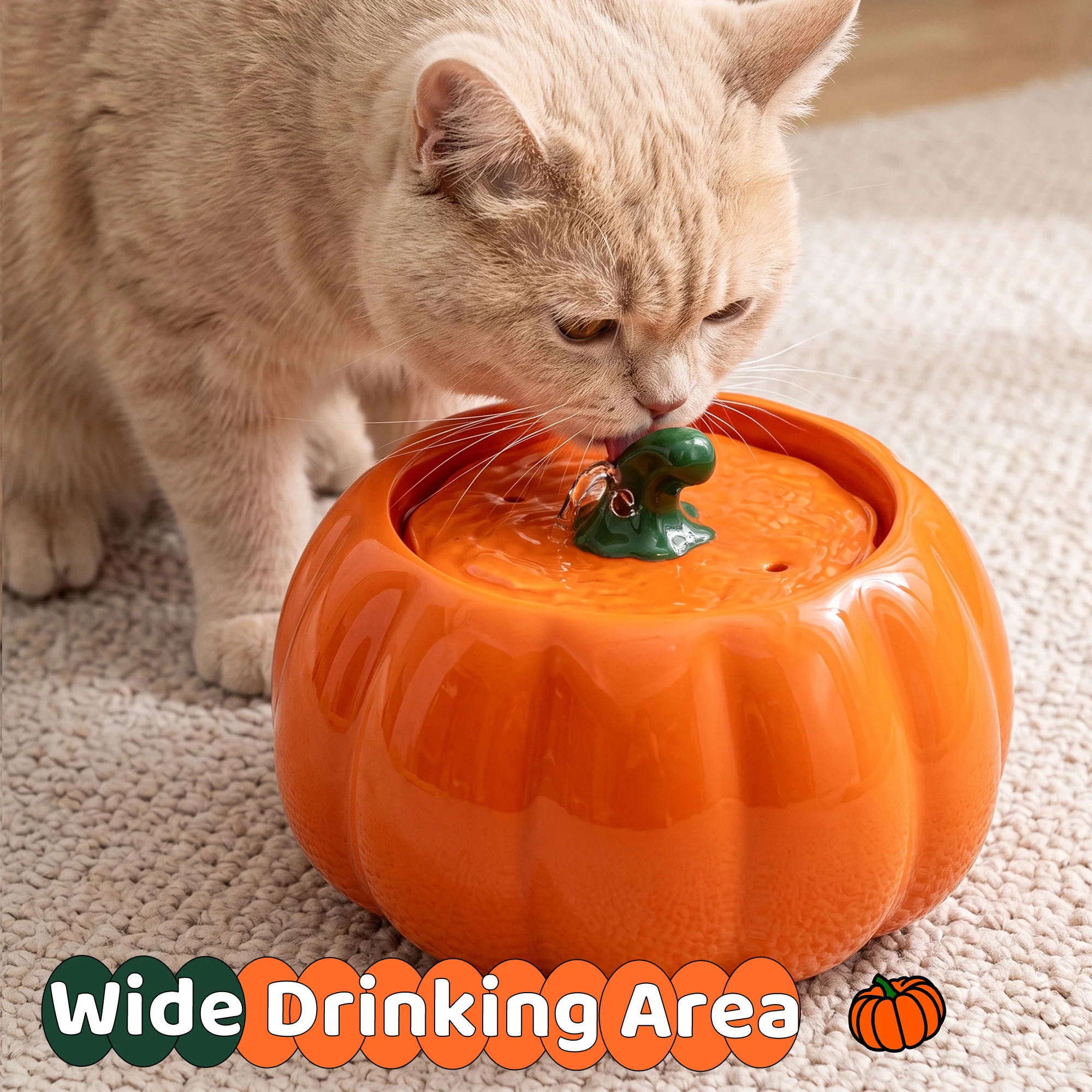 44oz Pumpkin Patch Cat Water Fountain, 44 fl oz