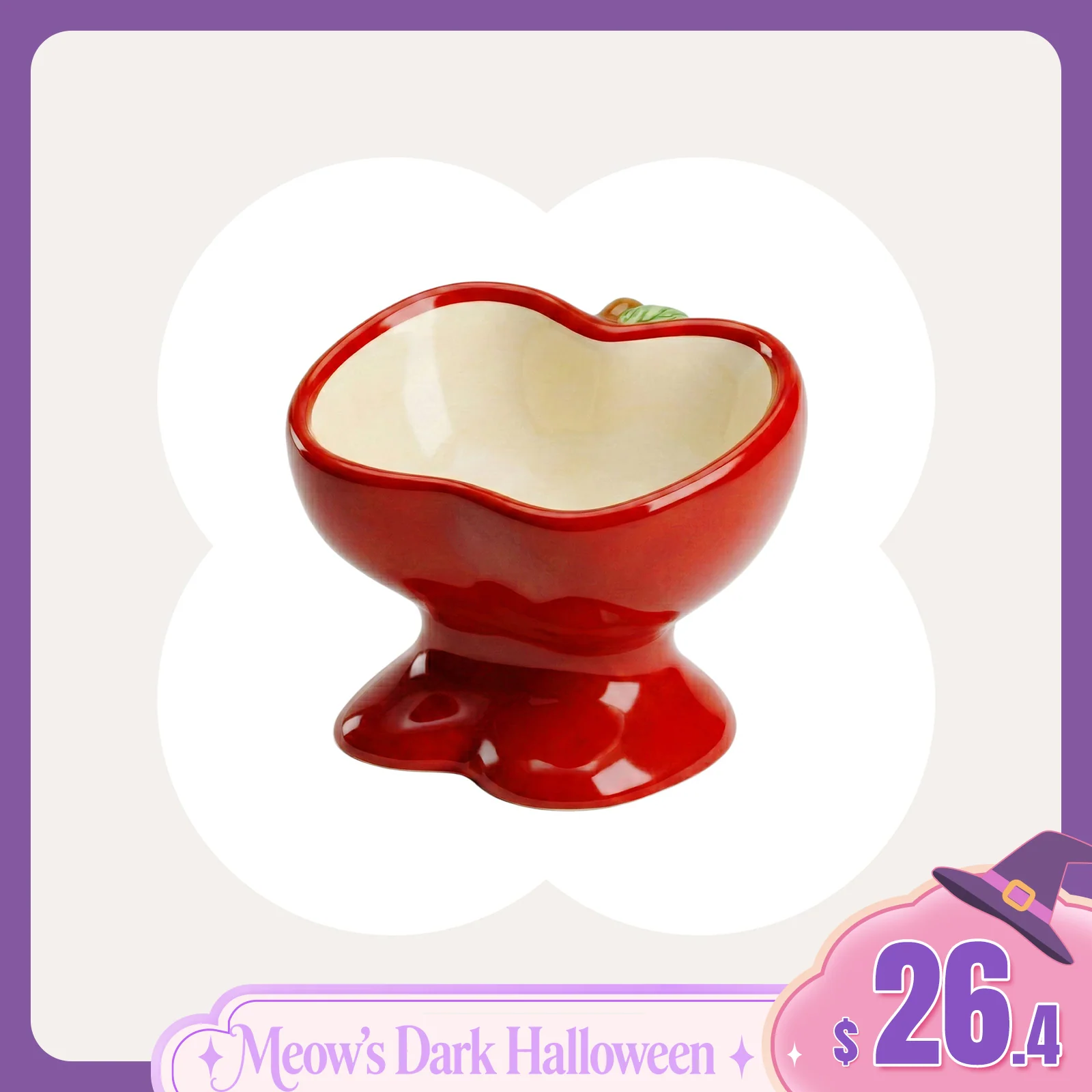 9oz Apple Bliss Elevated Cat Bowl in Ceramic, 9oz