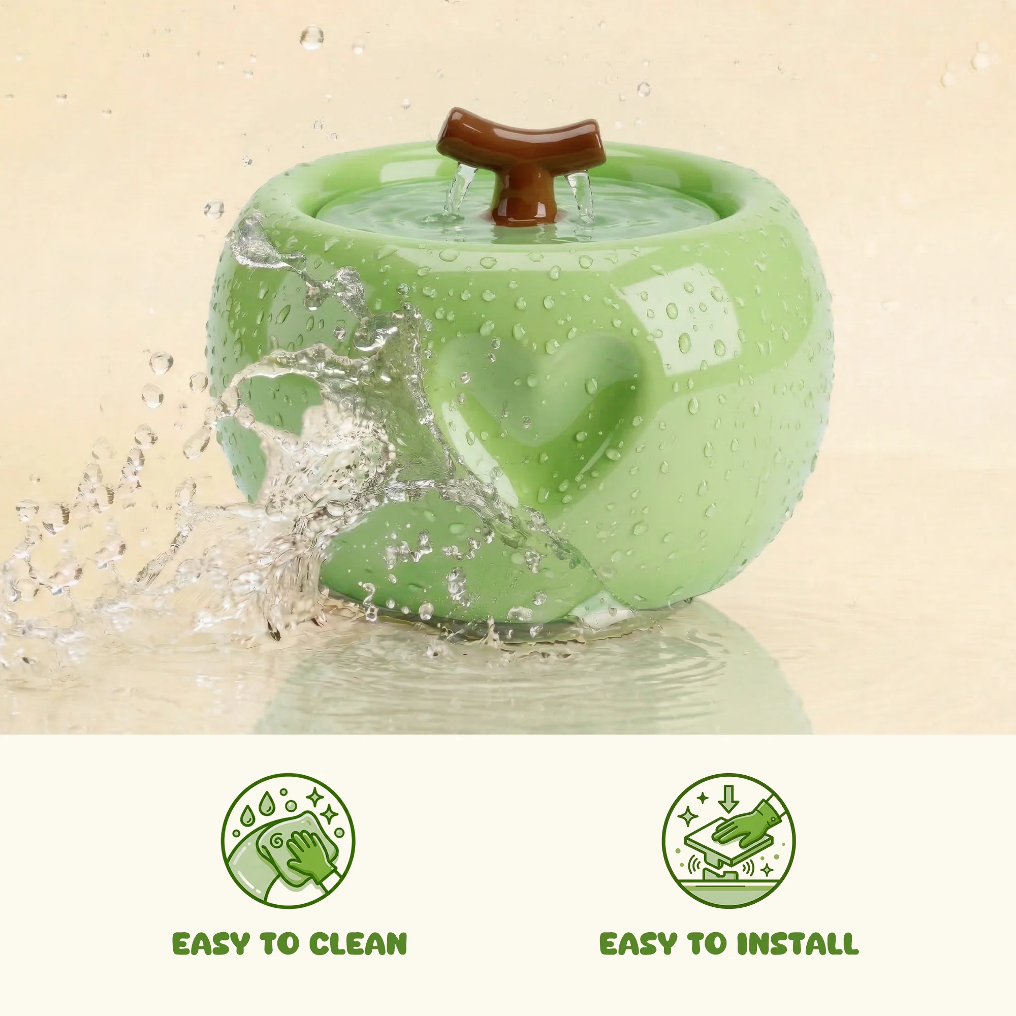 50oz Love Apple Cat Water Fountain