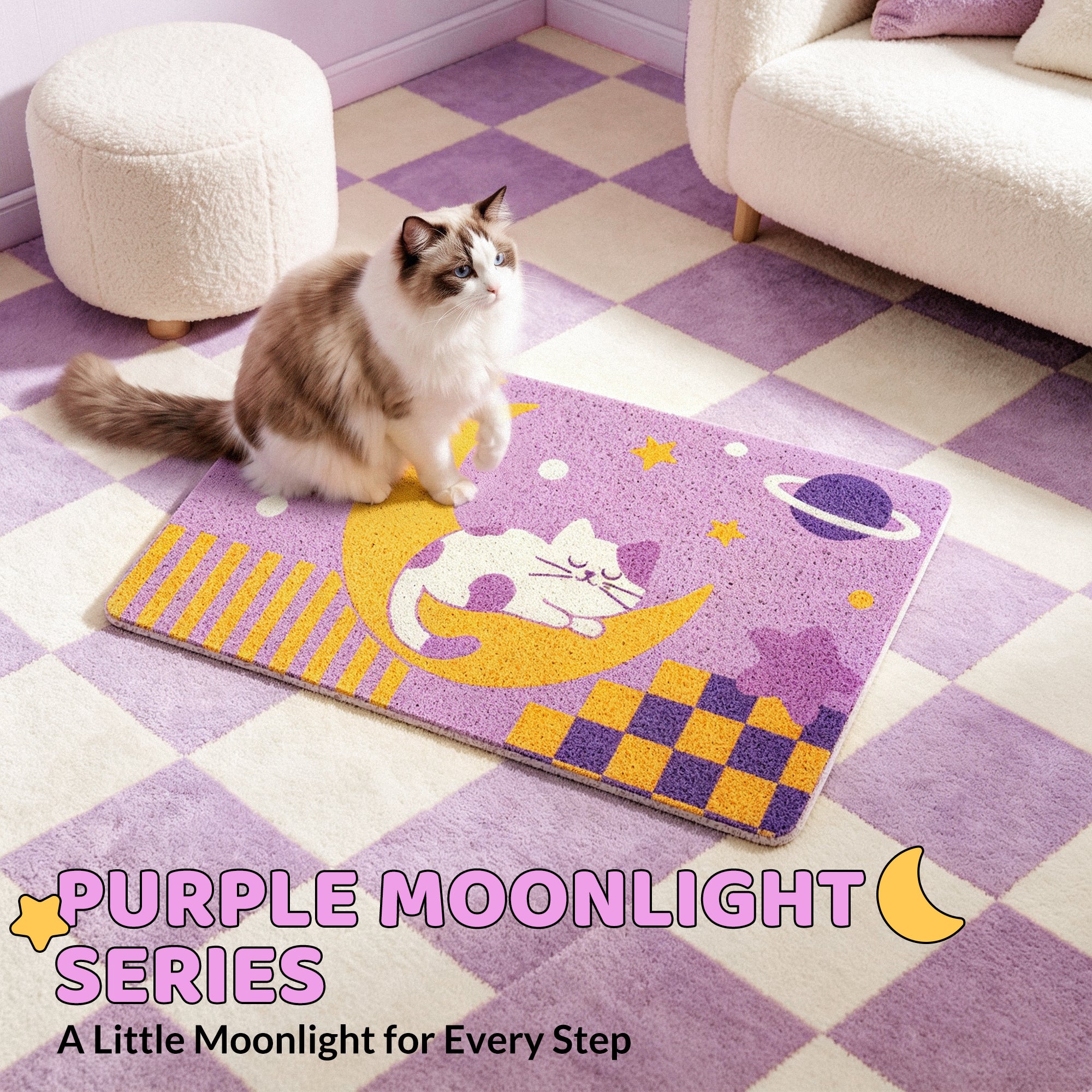 Tapis de litière pour chat Moonlight Dream avec surface à boucle piégeante