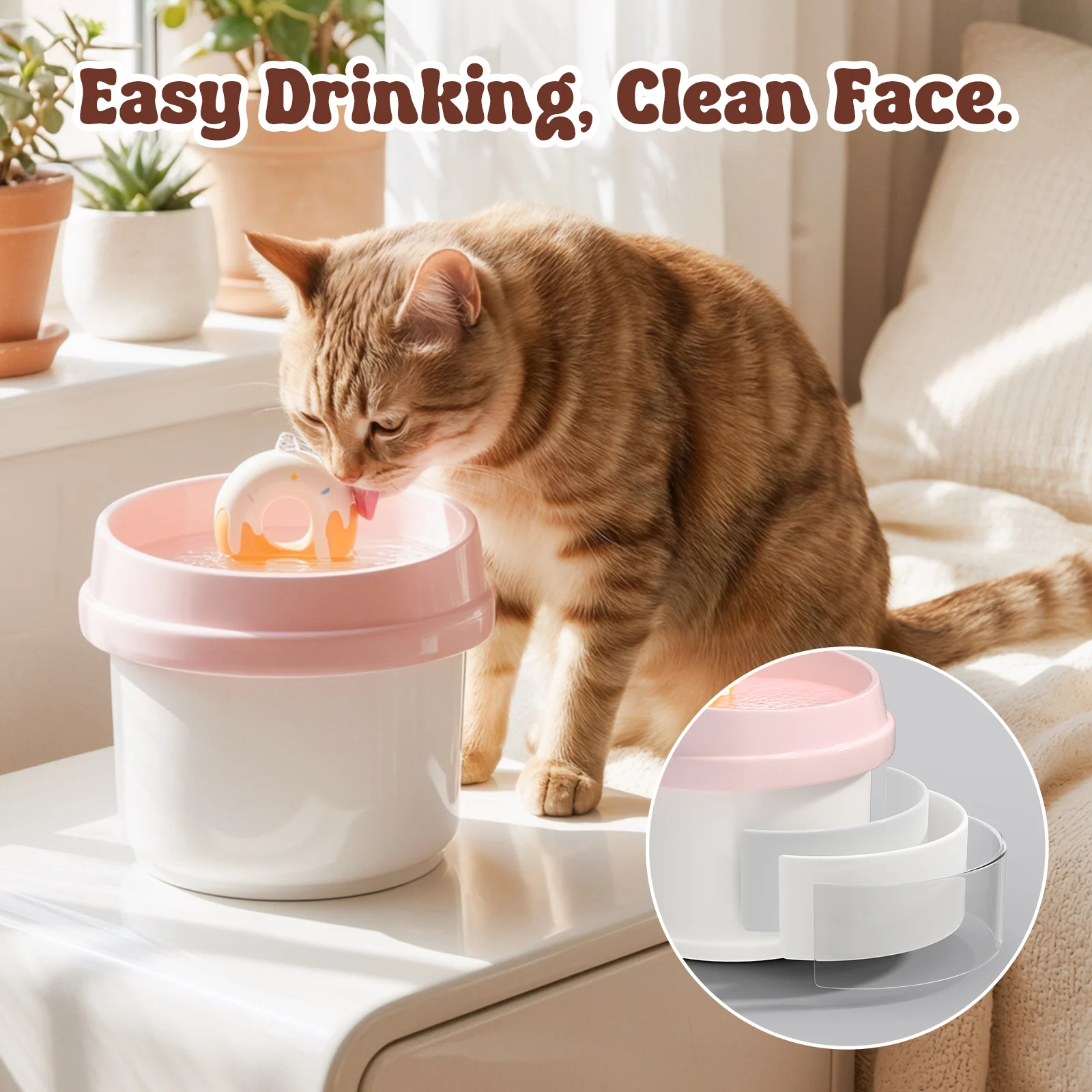 Donut-förmiger Katzen-Trinkbrunnen, 42 oz