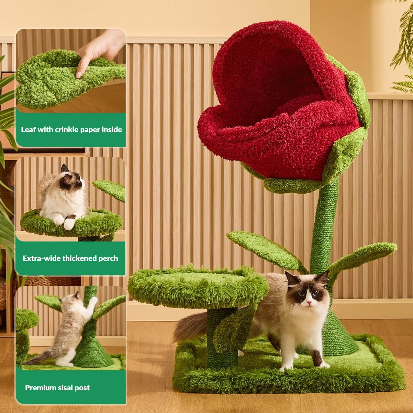 Árbol rascador para gatos de 41.7'' inspirado en flores carnívoras