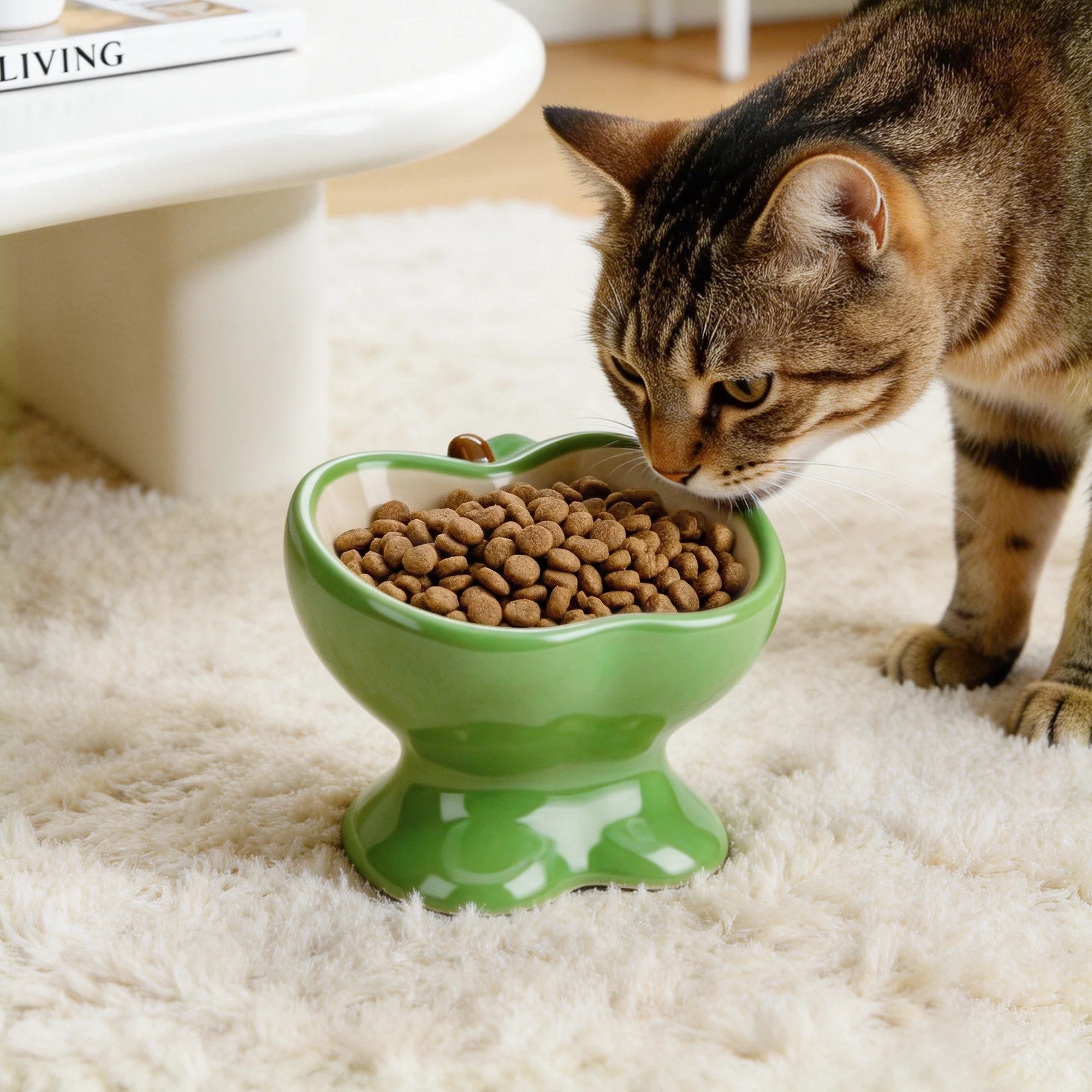 9oz Apple Bliss Elevated Cat Bowl in Ceramic, 9oz
