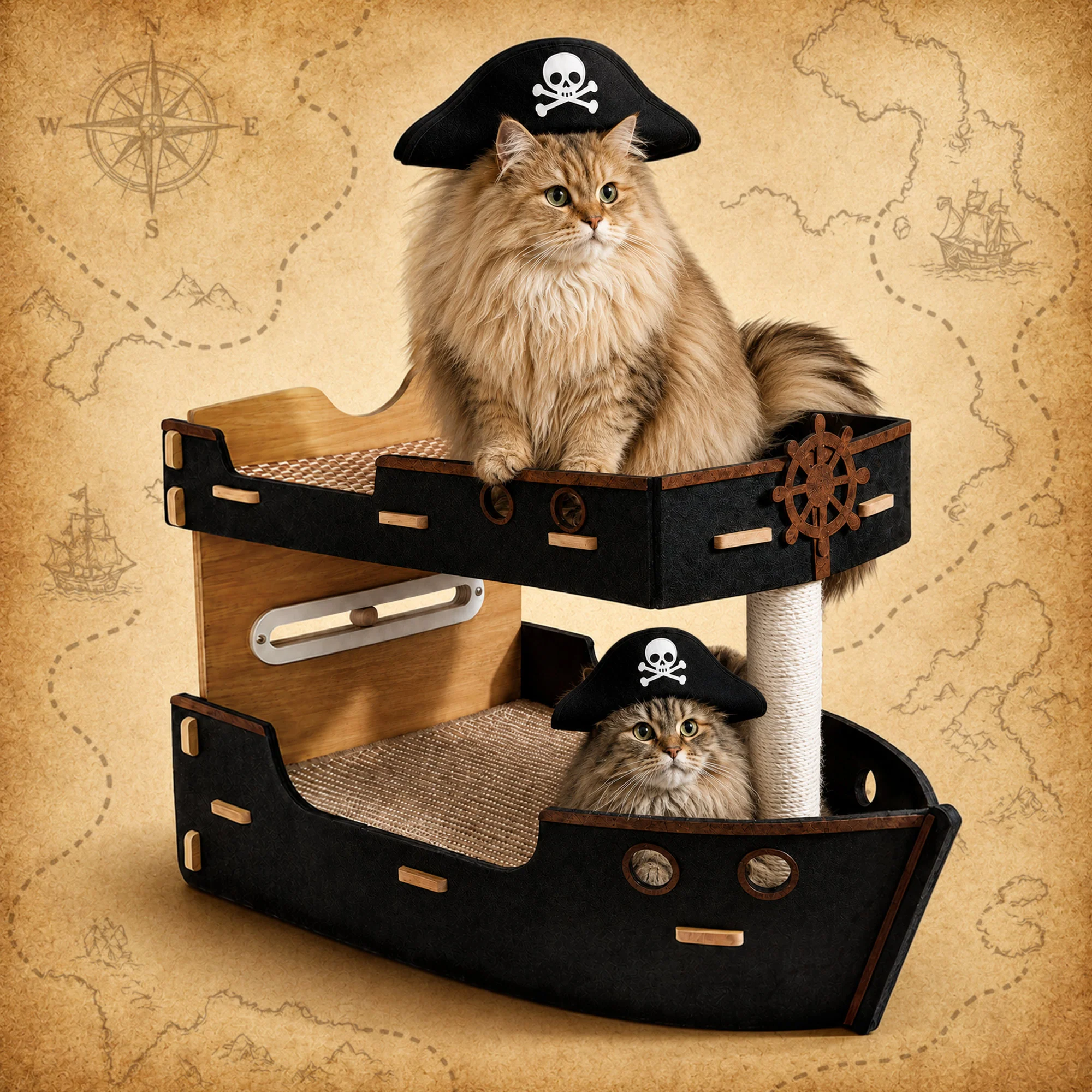 Cama para Gatos Pirata de 2 Pisos