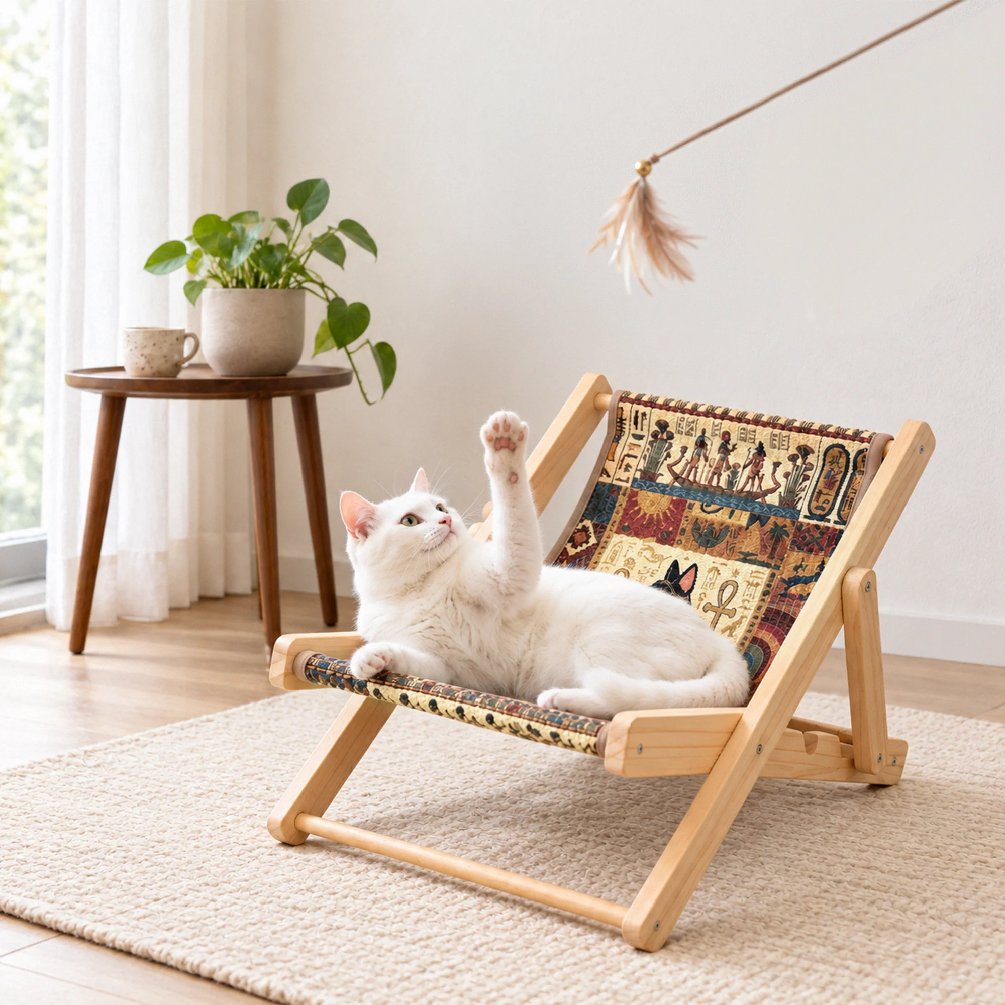 Chaise lounge pliable pour chat Happy & Polly avec tapis griffoir remplaçable