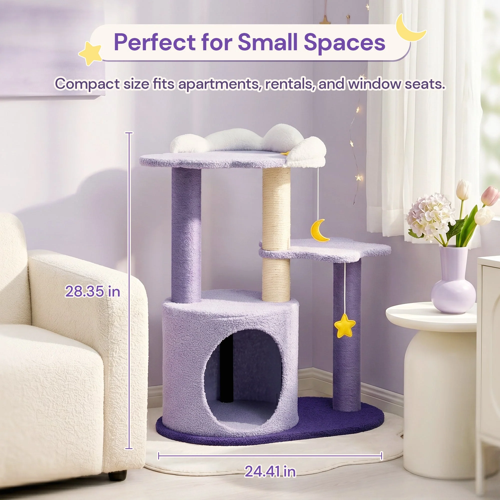 Árbol para gatos Moonlight Cottage de 28" para gatitos y gatos pequeños