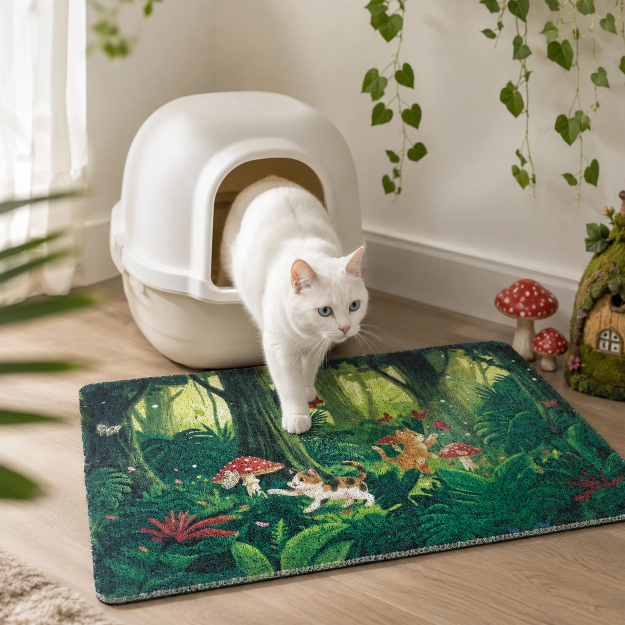 Tropical Jungle kattenbakmat met waterdichte antislip basis