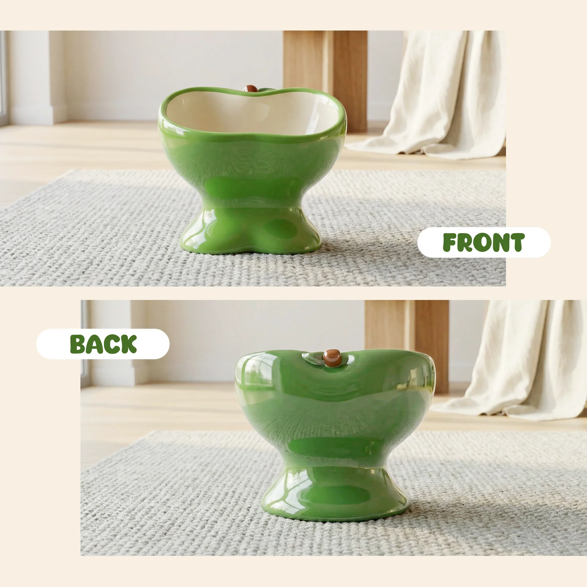 9oz Apple Bliss Elevated Cat Bowl in Ceramic, 9oz