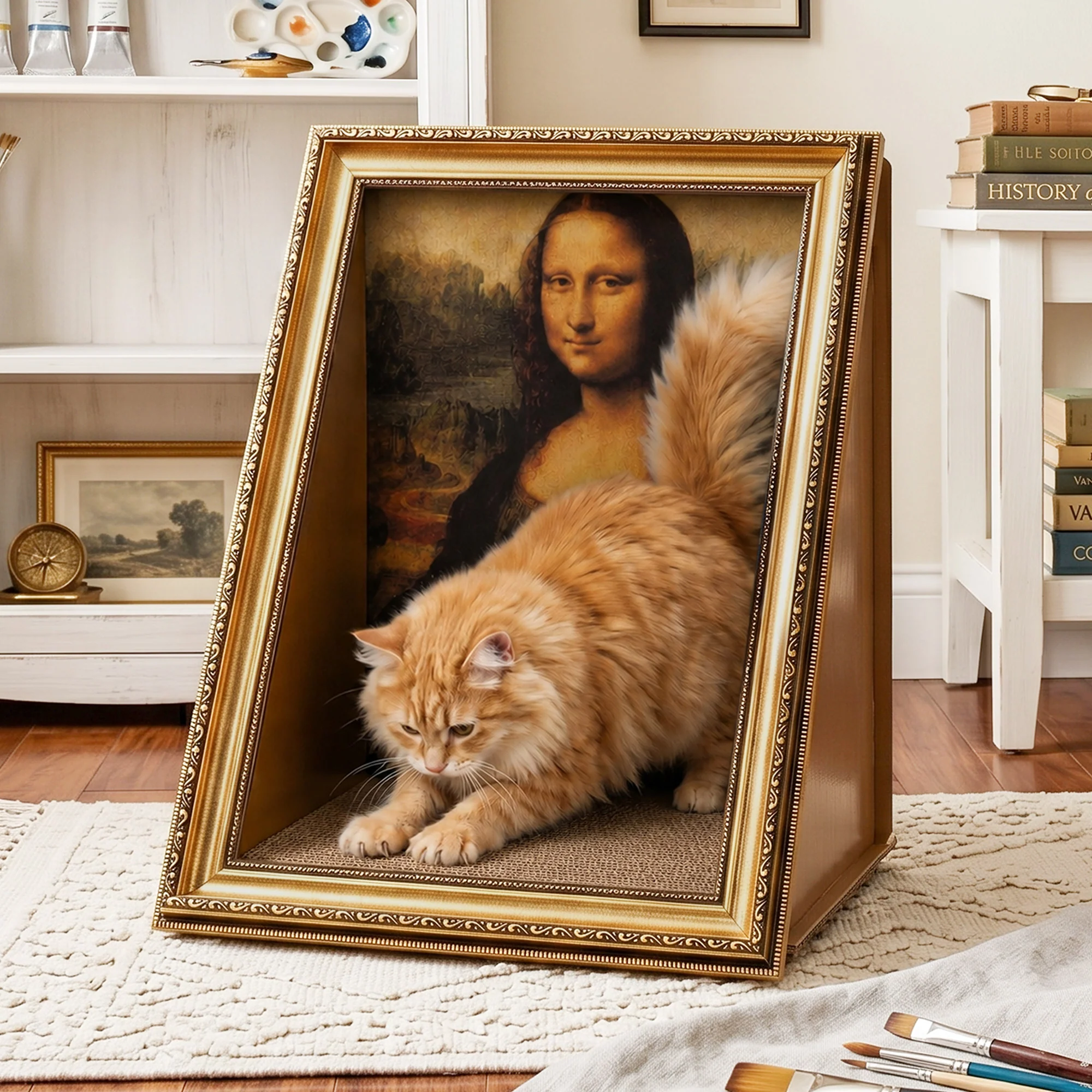 Wzmocniony drapak-domek Retro Art do drapania i odpoczynku