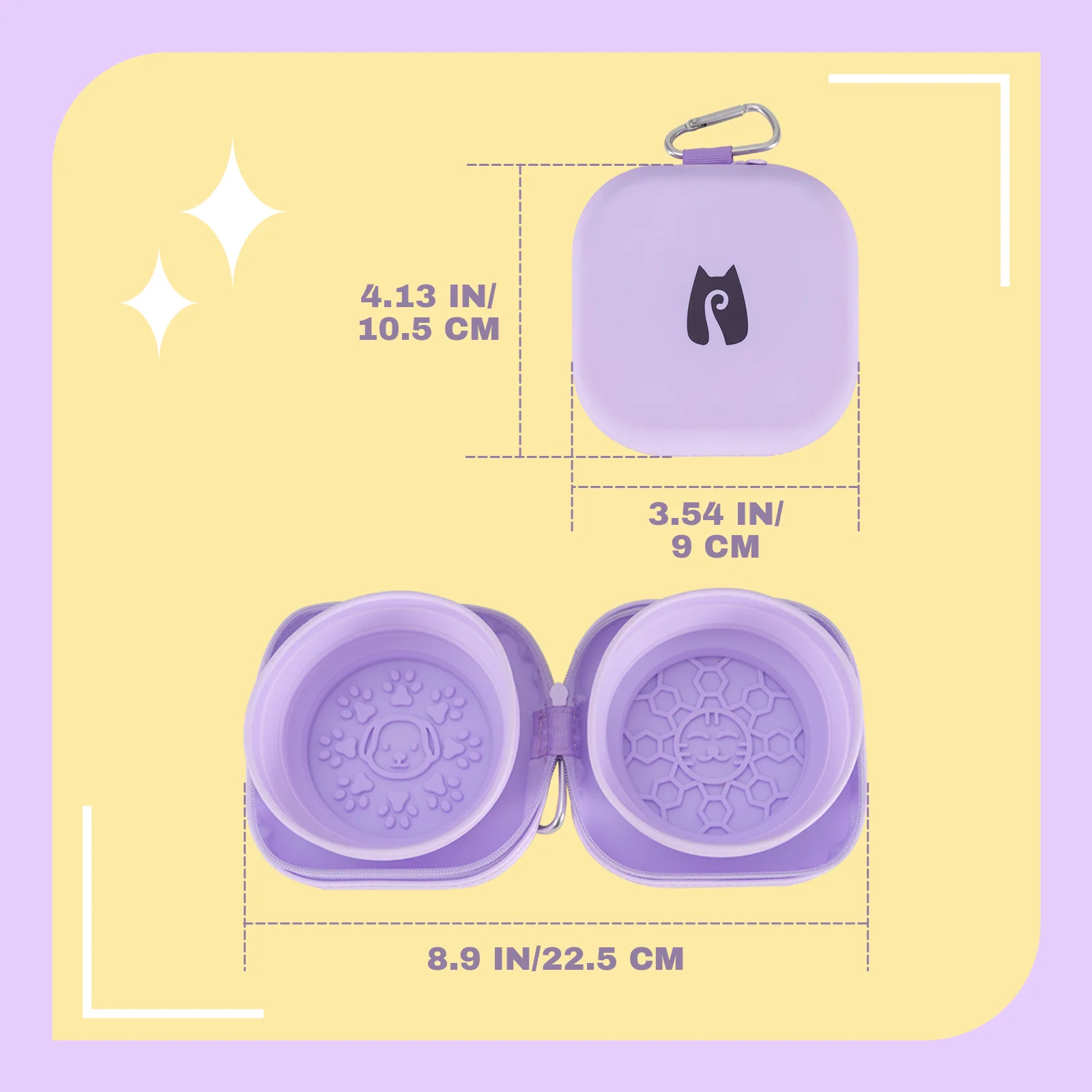20oz 휴대용 고양이 이중 식기