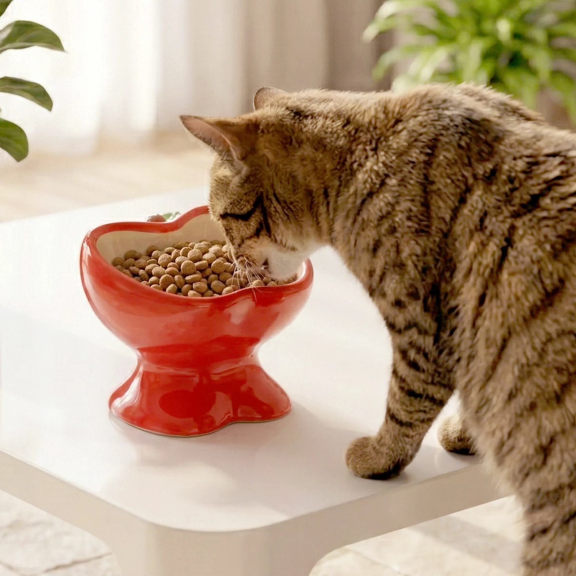 9oz Apple Bliss Elevated Cat Bowl in Ceramic, 9oz