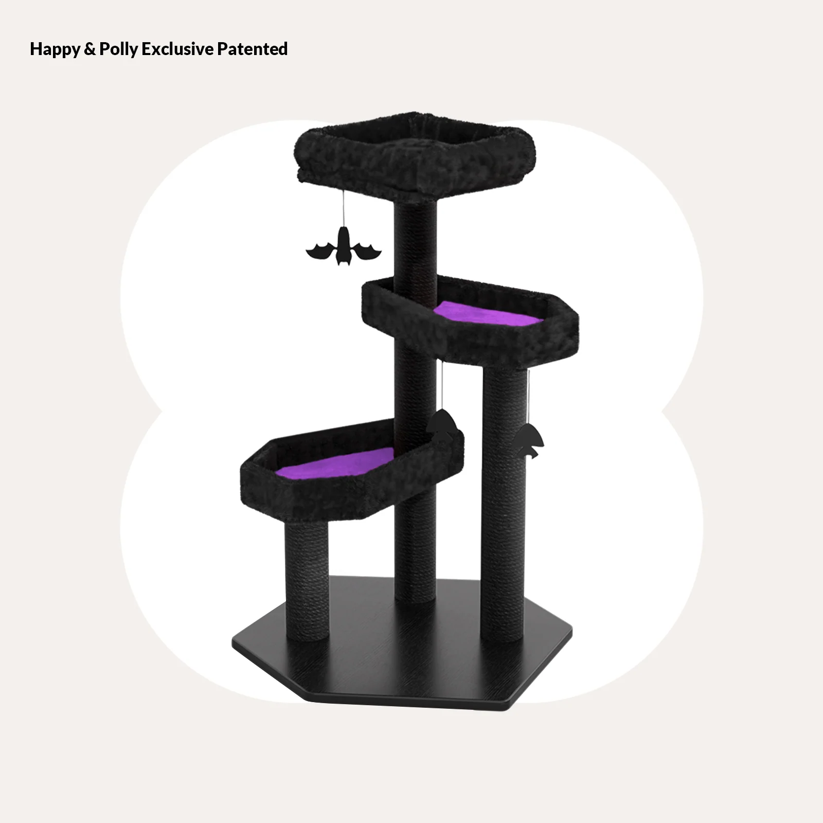 Gothic Style Cat Tree with Coffin Platforms in Red and Black