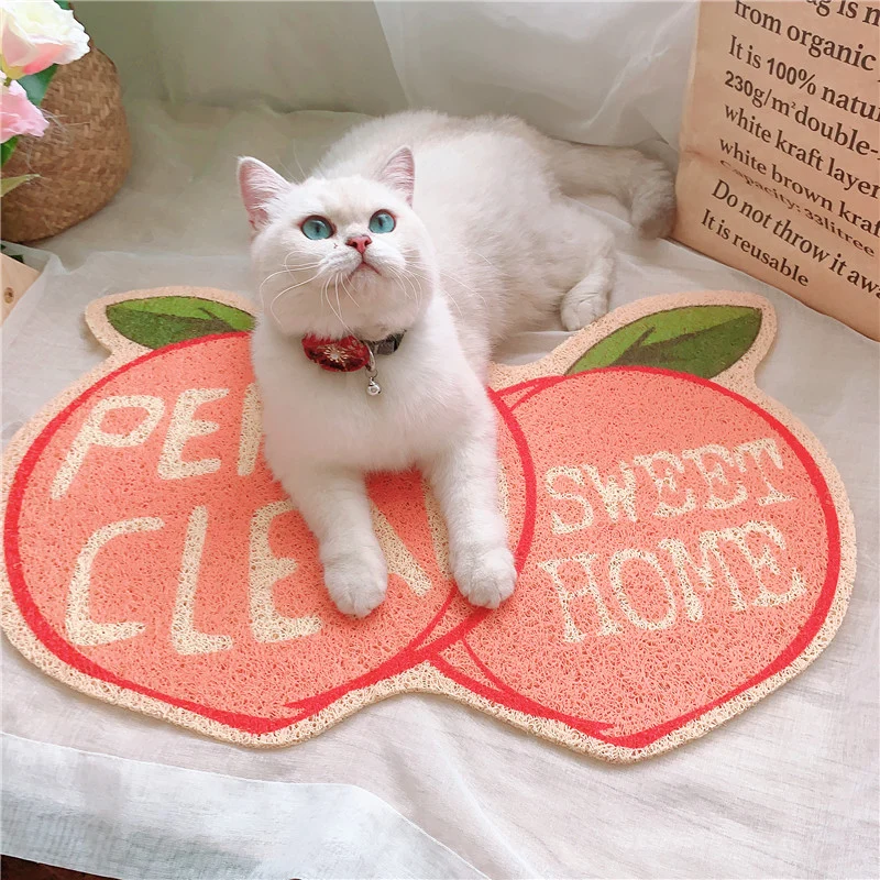 Fruit Series Peach Shaped Cat Litter Mat for Cats and Small Dogs