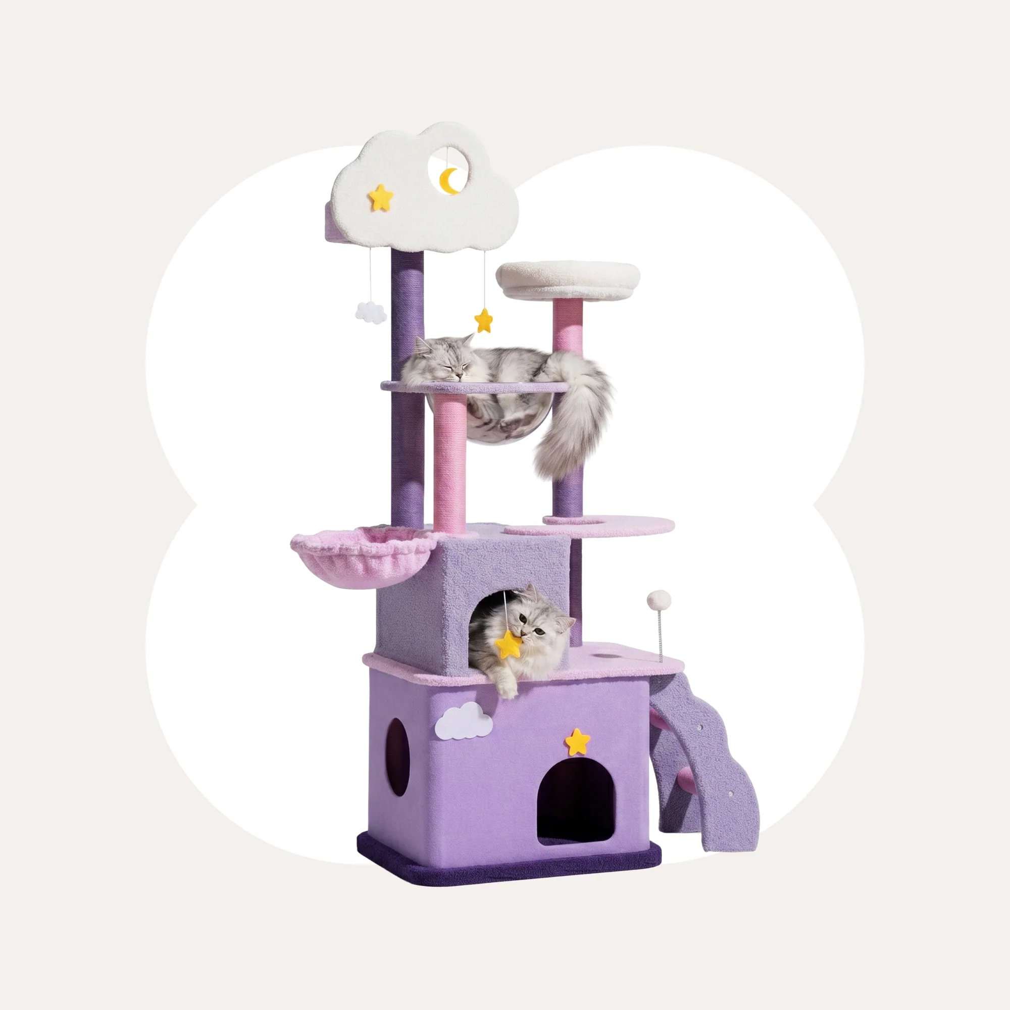 Moonlight Cat Tree with Sisal Posts, Hammock and Night Sky Theme