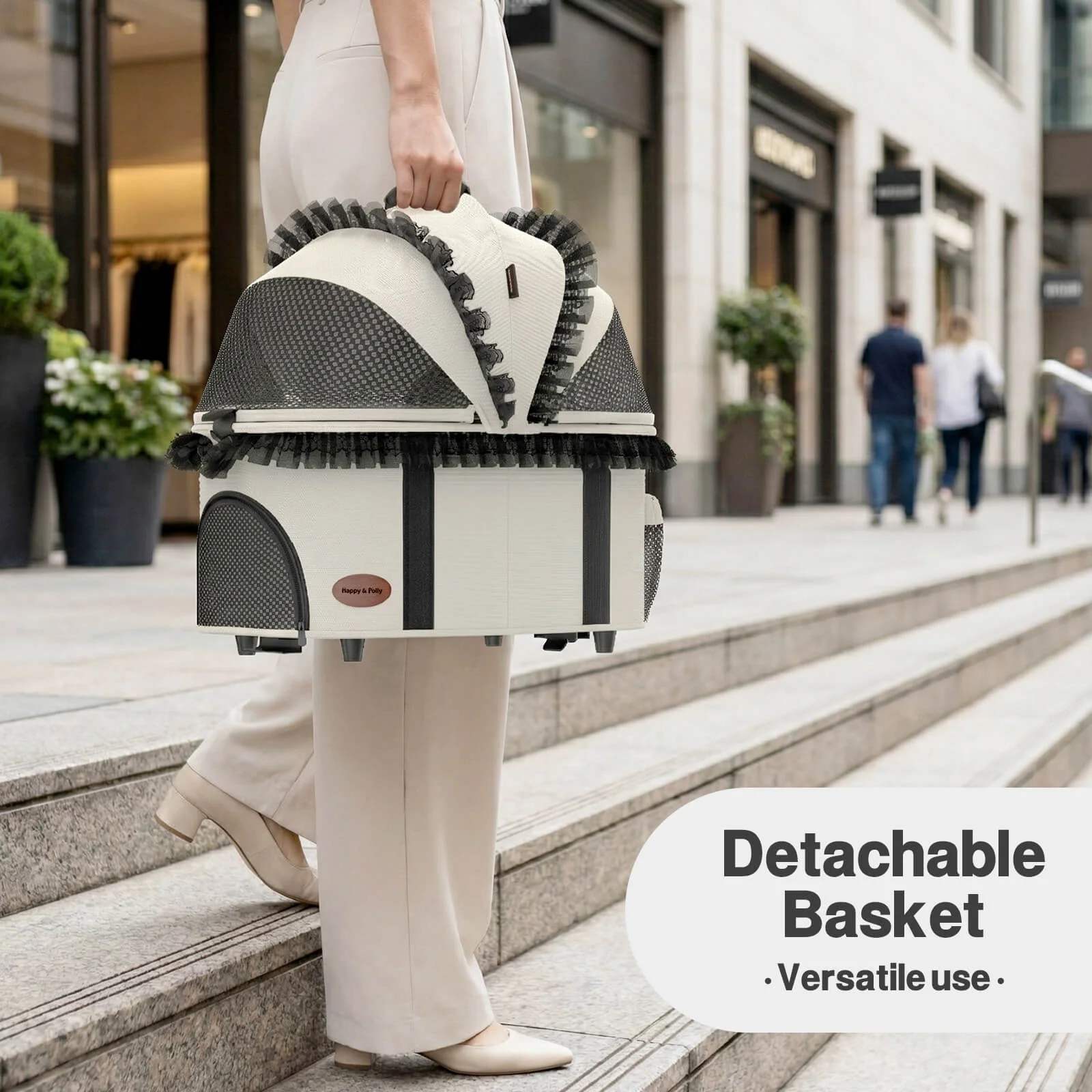 Foldable Pet Stroller with Detachable Carrier