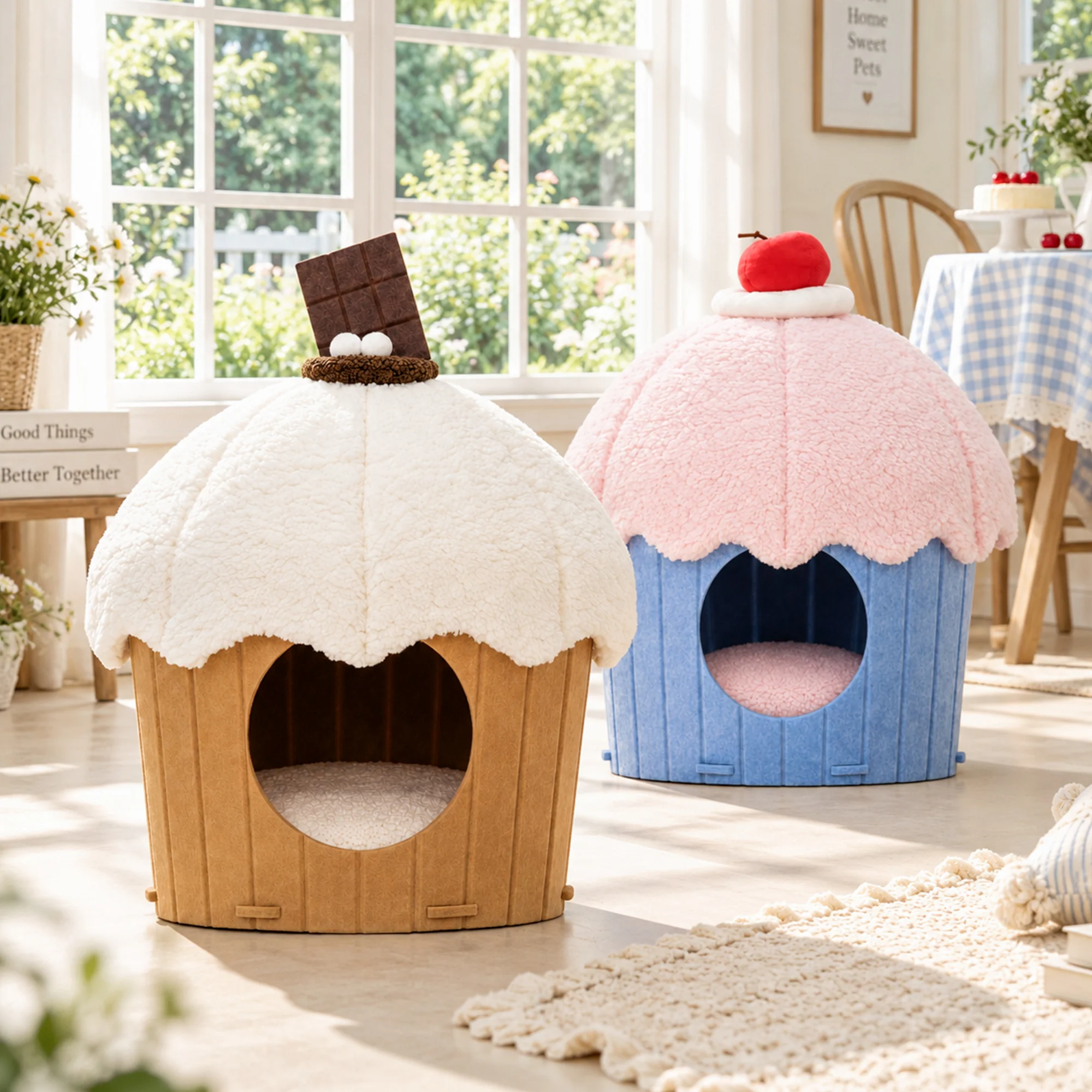 Cupcake 2-in-1 Felt Cat Condo with Removable Cushion