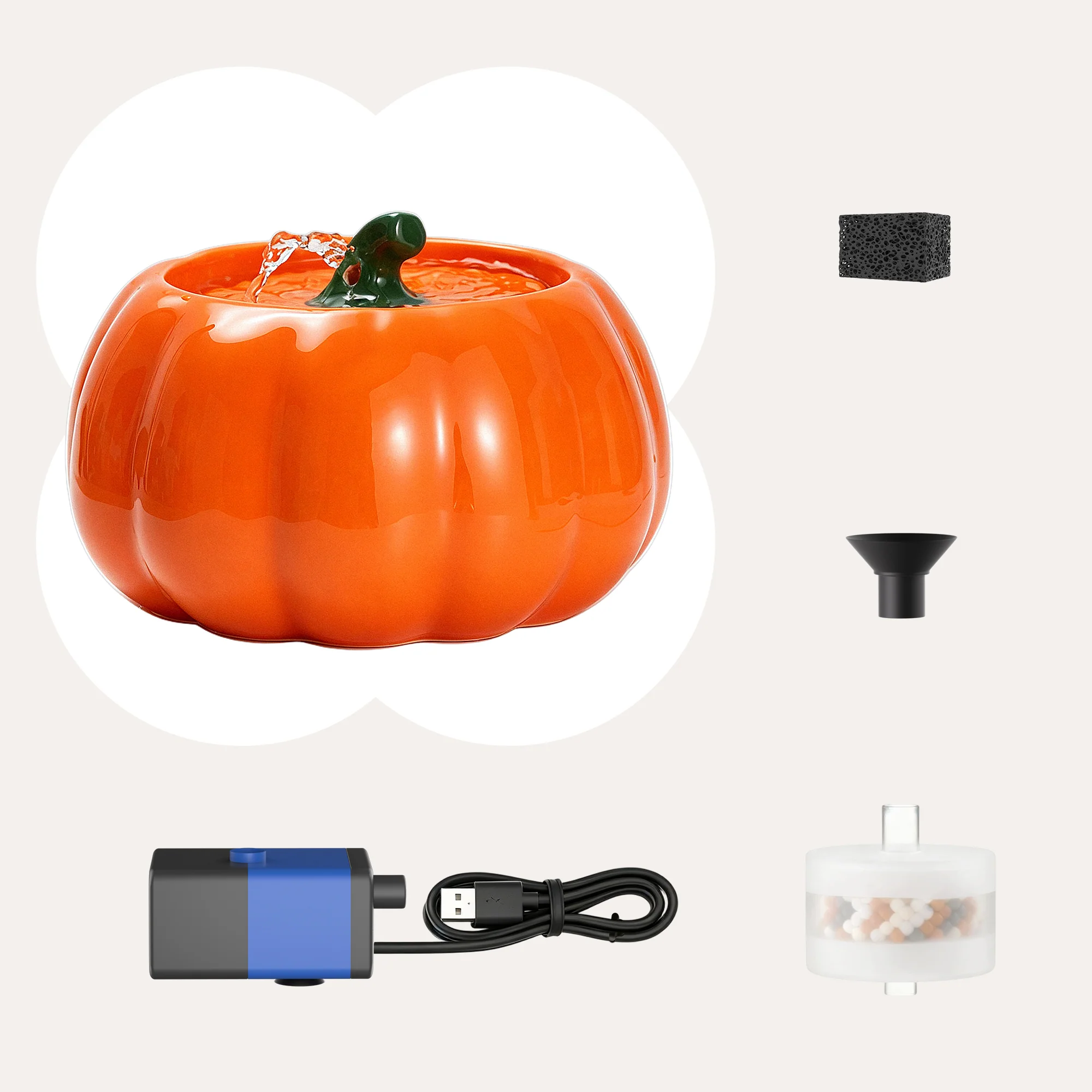 44oz Pumpkin Patch Cat Water Fountain, 44 fl oz